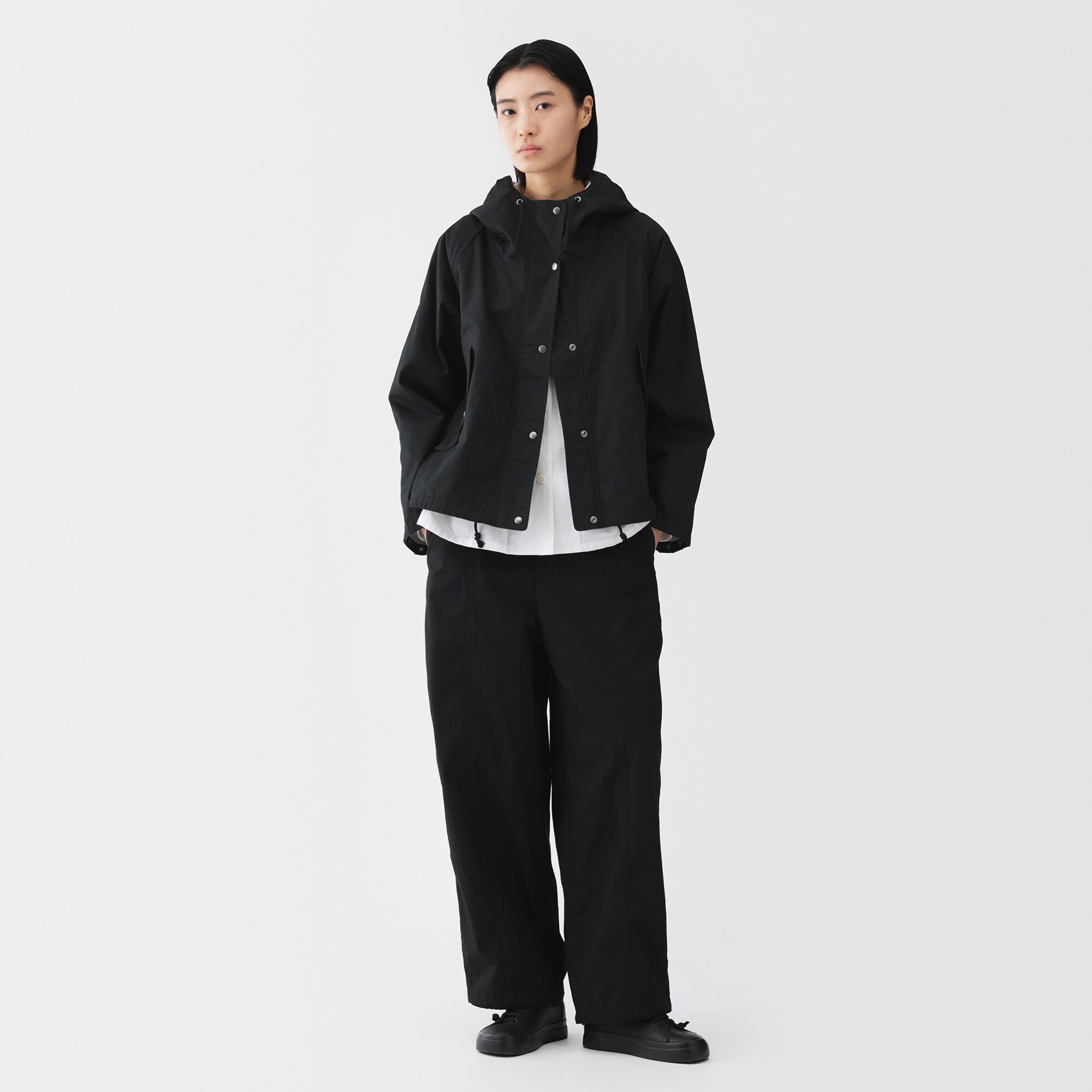 婦人　コットンライトキャンバス　フードブルゾン