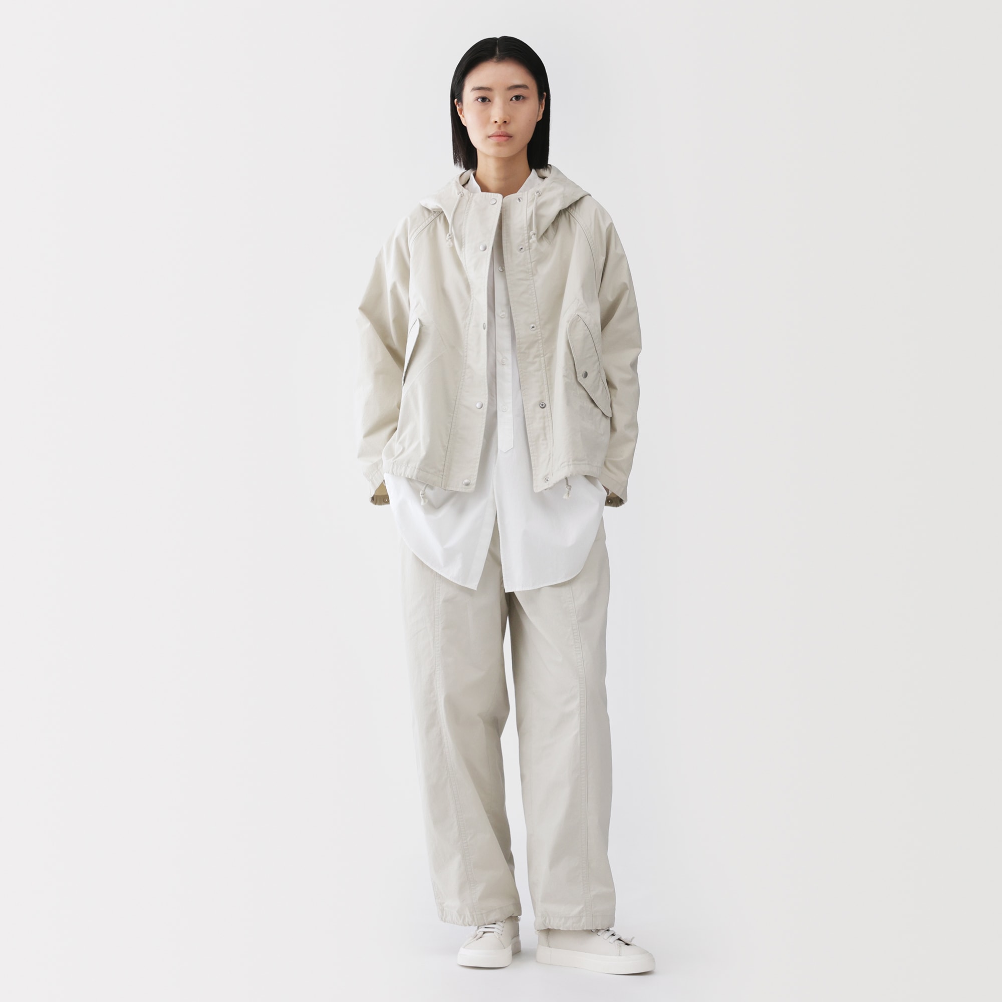 婦人　コットンライトキャンバス　フードブルゾン