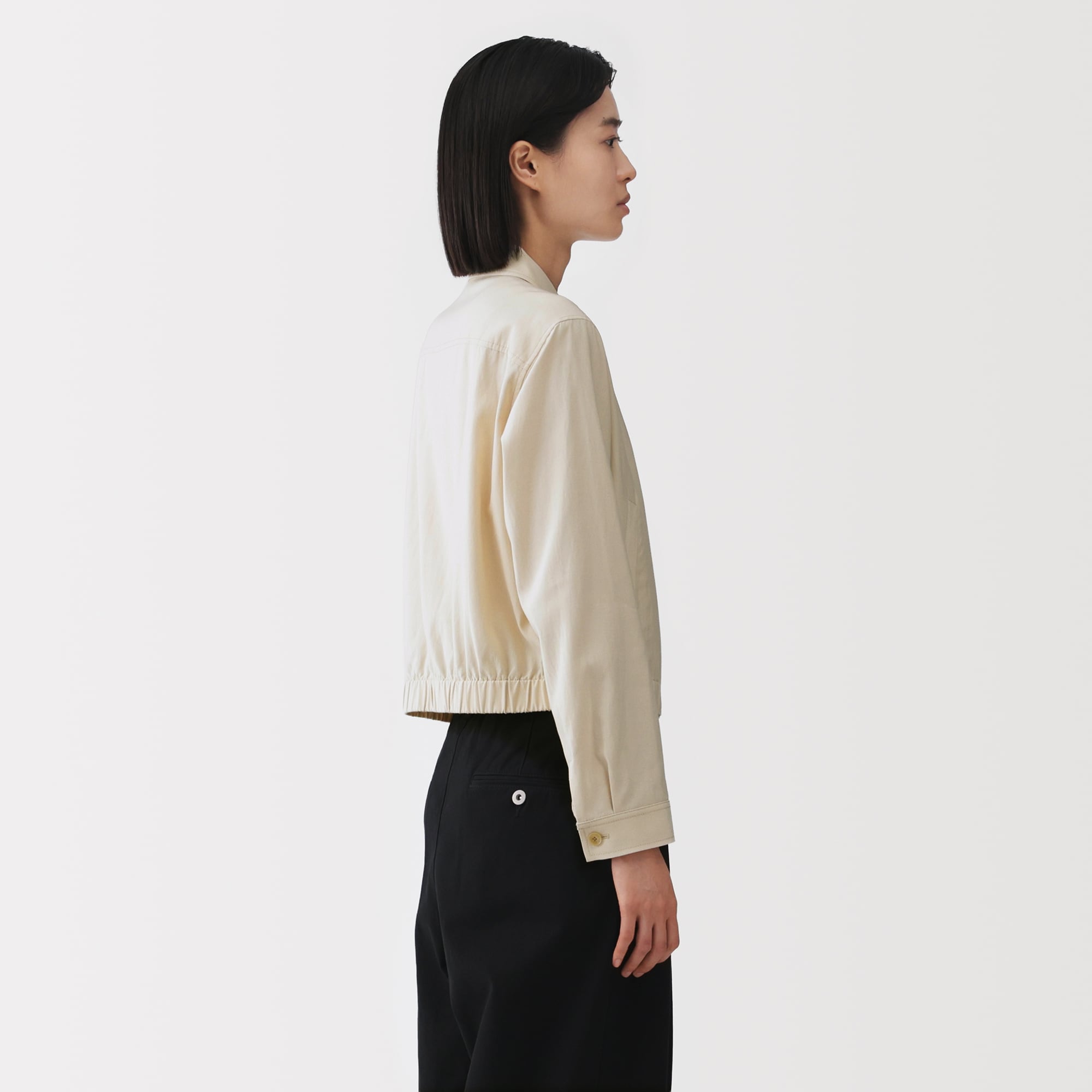 婦人　レーヨンコットン　襟付きショートブルゾン