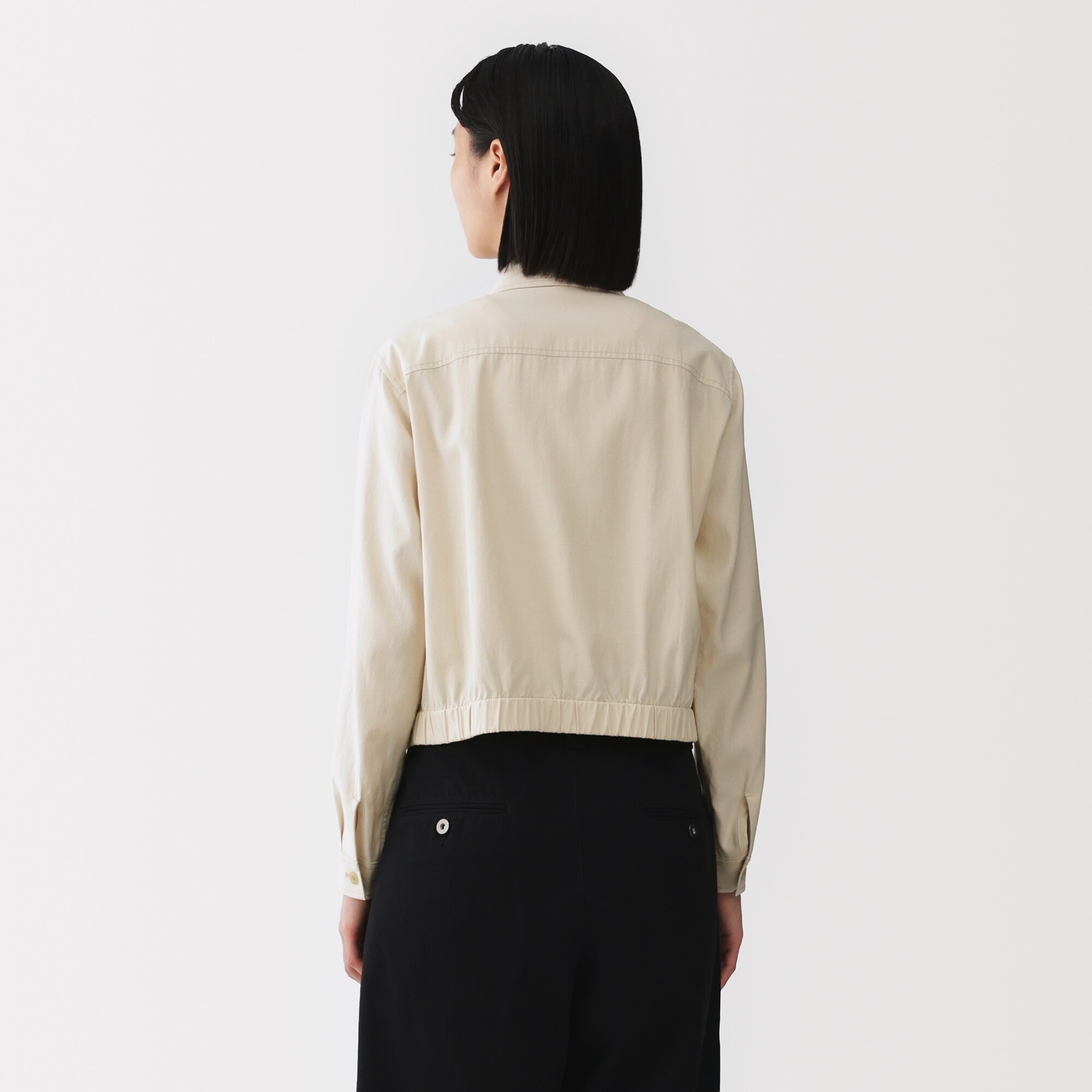 婦人　レーヨンコットン　襟付きショートブルゾン