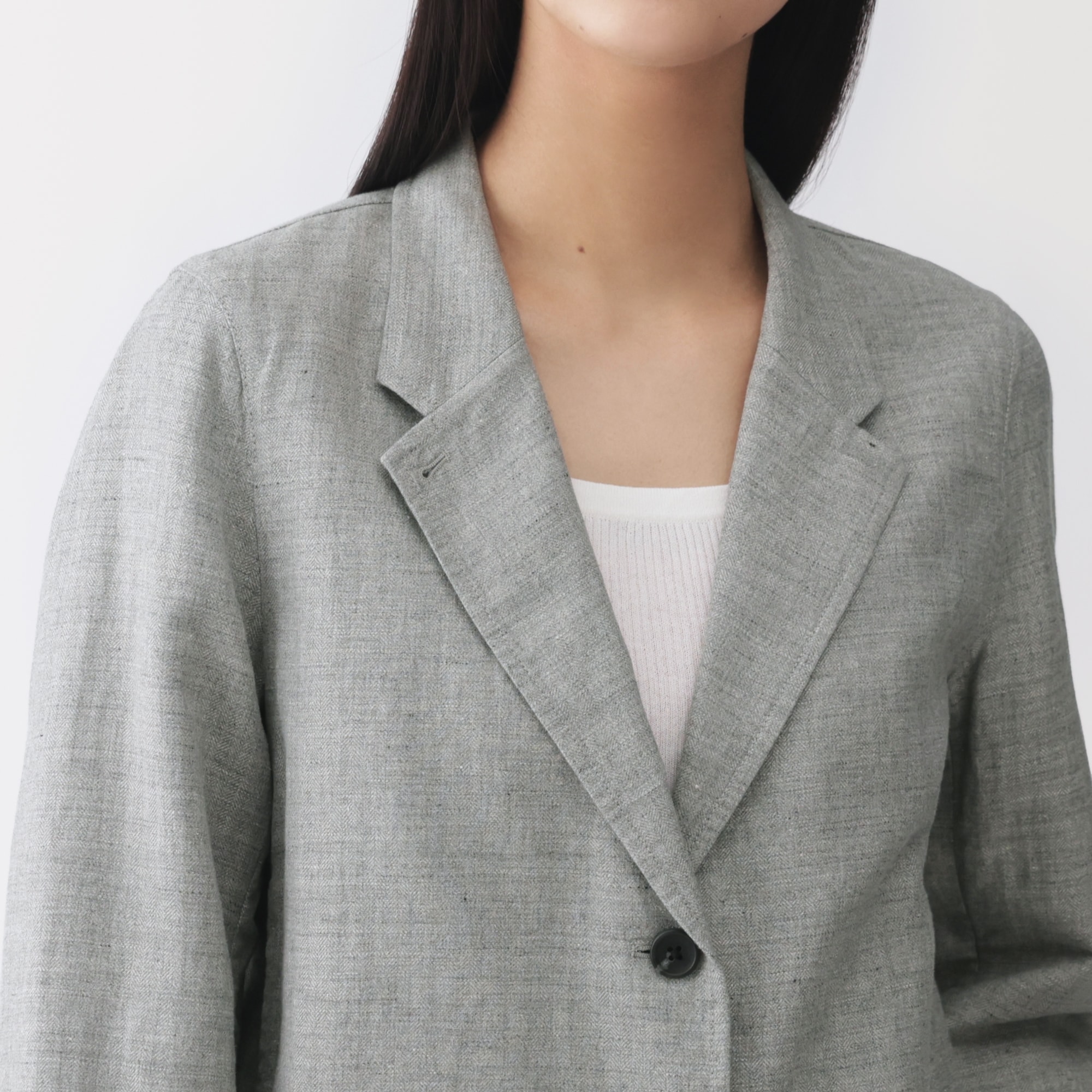 婦人 リネンコットンヘリンボーンショートジャケット | 無印良品