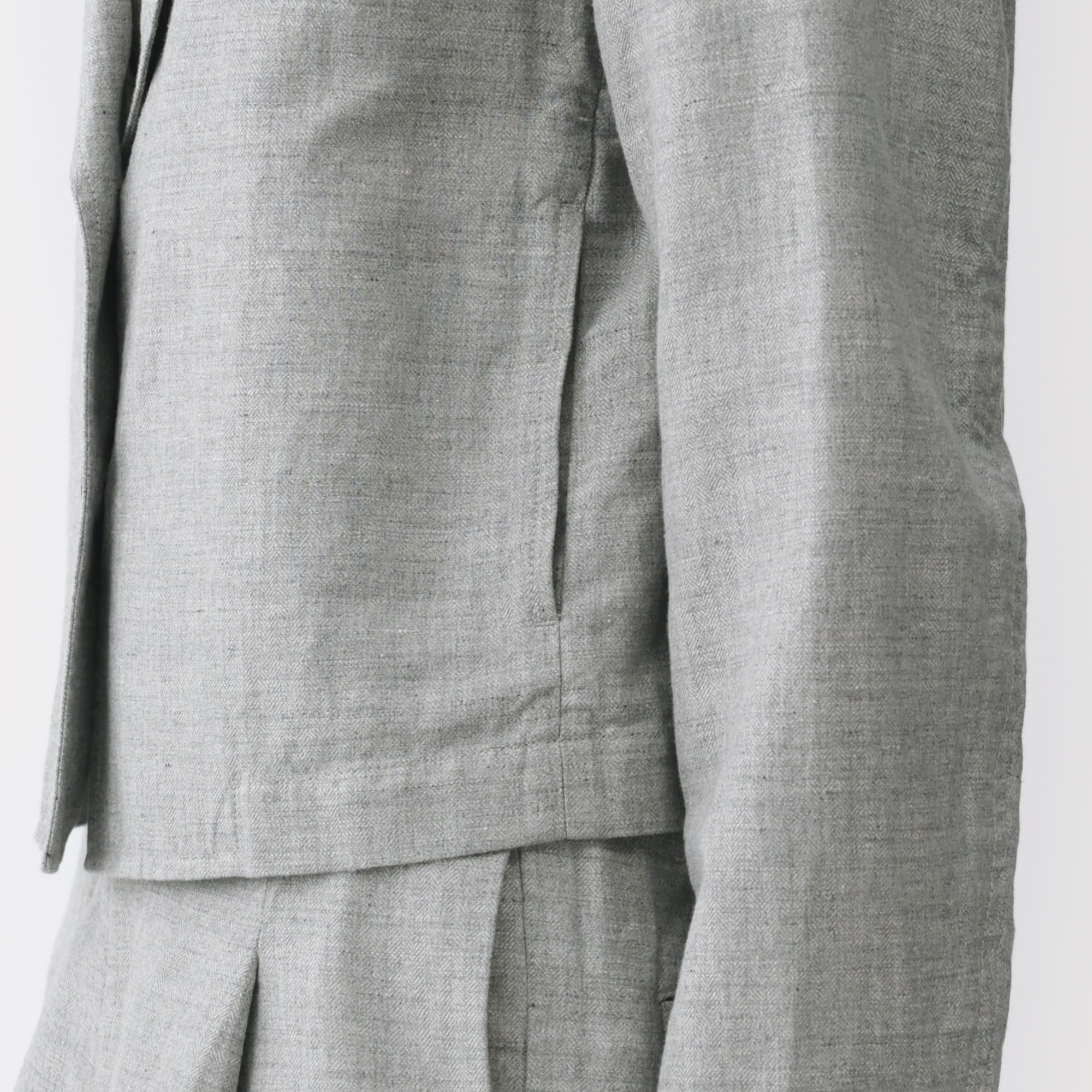 婦人　リネンコットンヘリンボーンショートジャケット