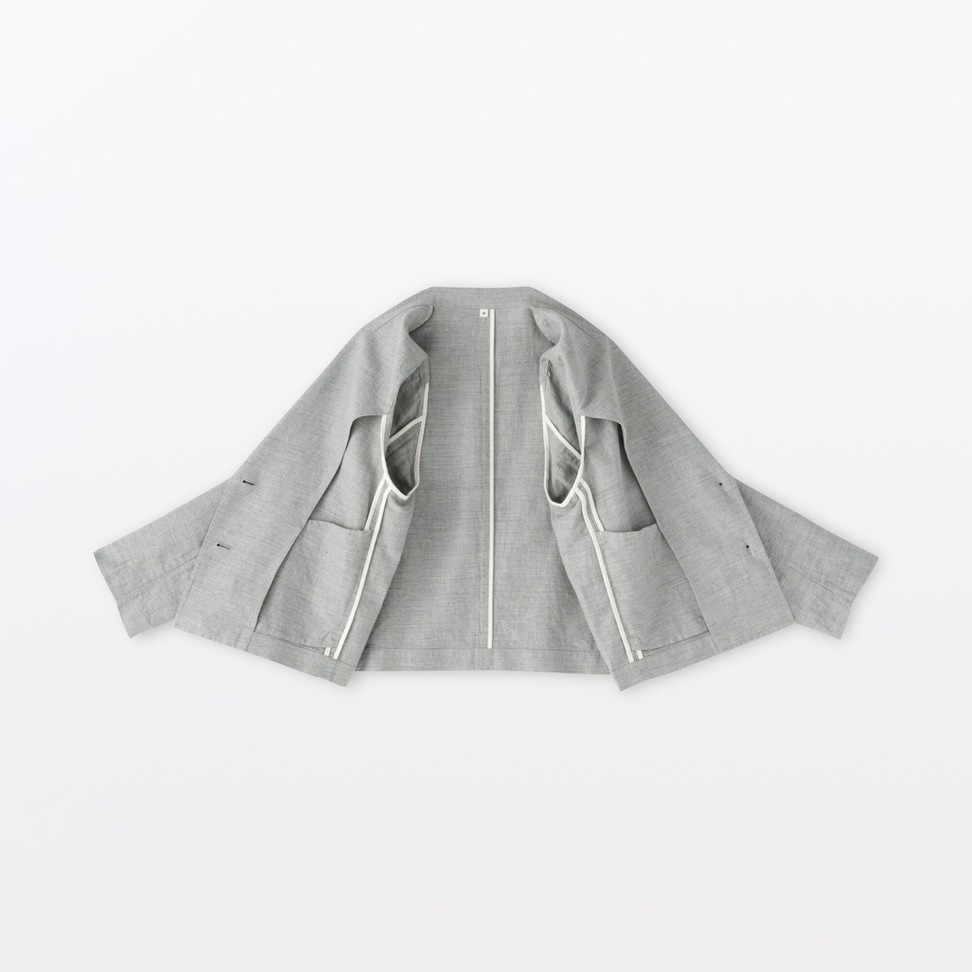 婦人　リネンコットンヘリンボーンショートジャケット