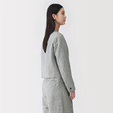 婦人　リネンコットンヘリンボーンショートジャケット