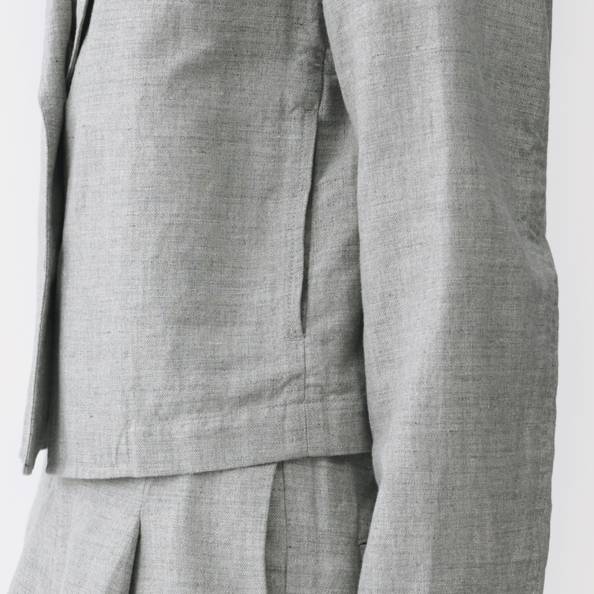 婦人　リネンコットンヘリンボーンショートジャケット