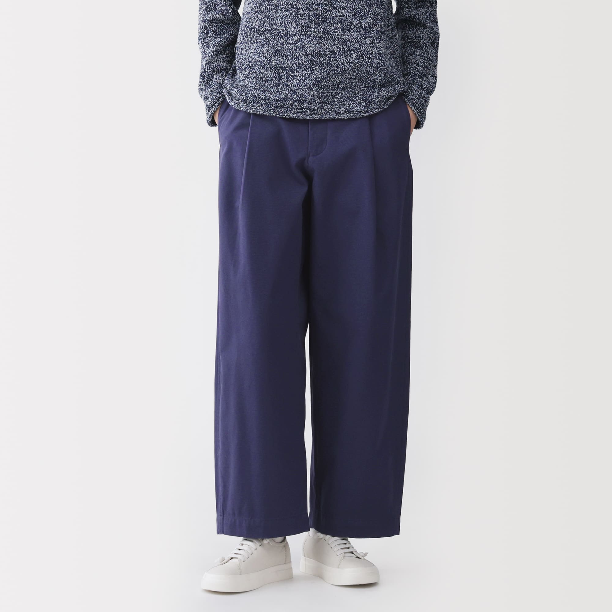 婦人　コットンキャンバス　タックバレルパンツ