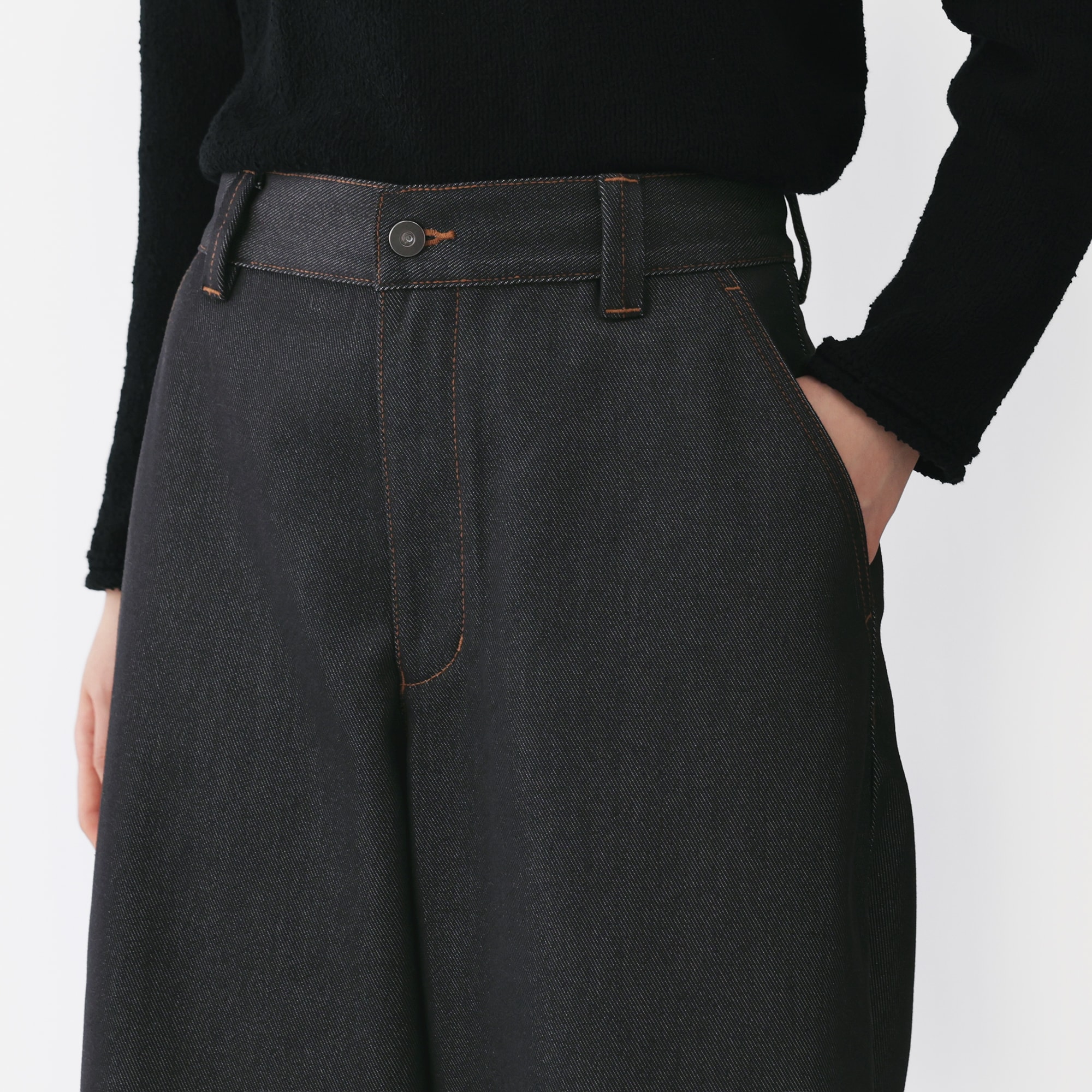 婦人　再生ポリエステルデニムバレルパンツ