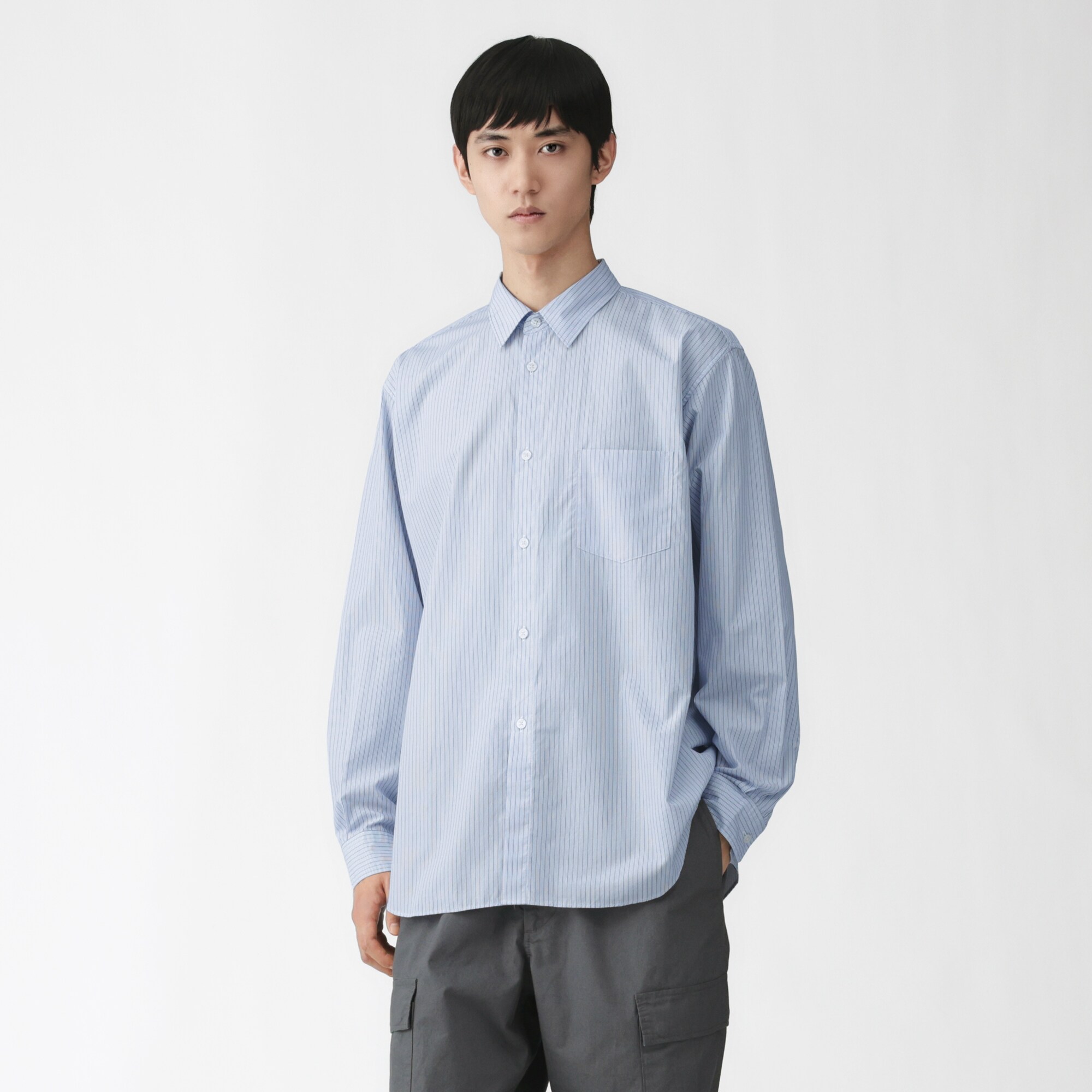 紳士　ポプリンレギュラーカラーシャツ