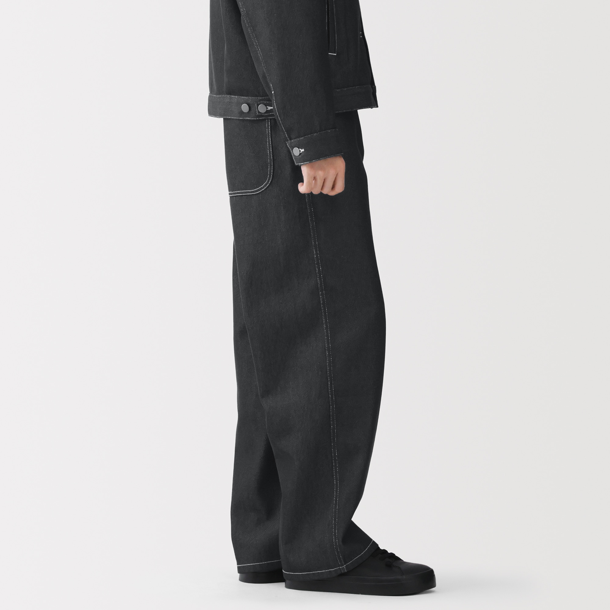 MUJI Labo 再生ポリエステルデニムワークパンツ M ダークネイビー 紳士 再生ポリエステルデニムワークパンツ | 無印良品