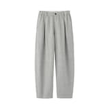 婦人　リネンコットンヘリンボーンタックワイドパンツ