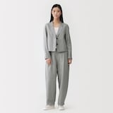 婦人　リネンコットンヘリンボーンタックワイドパンツ