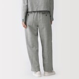 婦人　リネンコットンヘリンボーンタックワイドパンツ