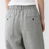 婦人　リネンコットンヘリンボーンタックワイドパンツ