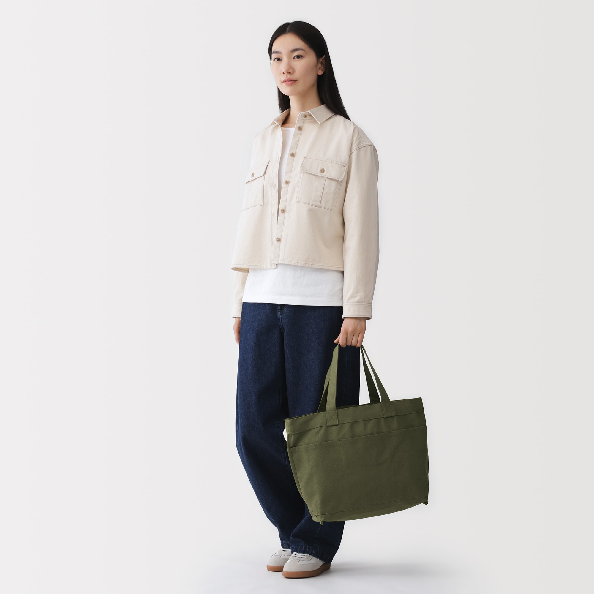 帆布　横型　トートバッグ