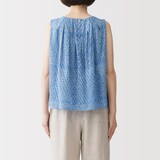 婦人　ブロックプリント　スリーブレスブラウス