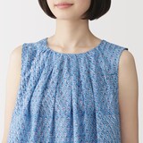 婦人　ブロックプリント　スリーブレスブラウス