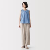 婦人　ブロックプリント　スリーブレスブラウス