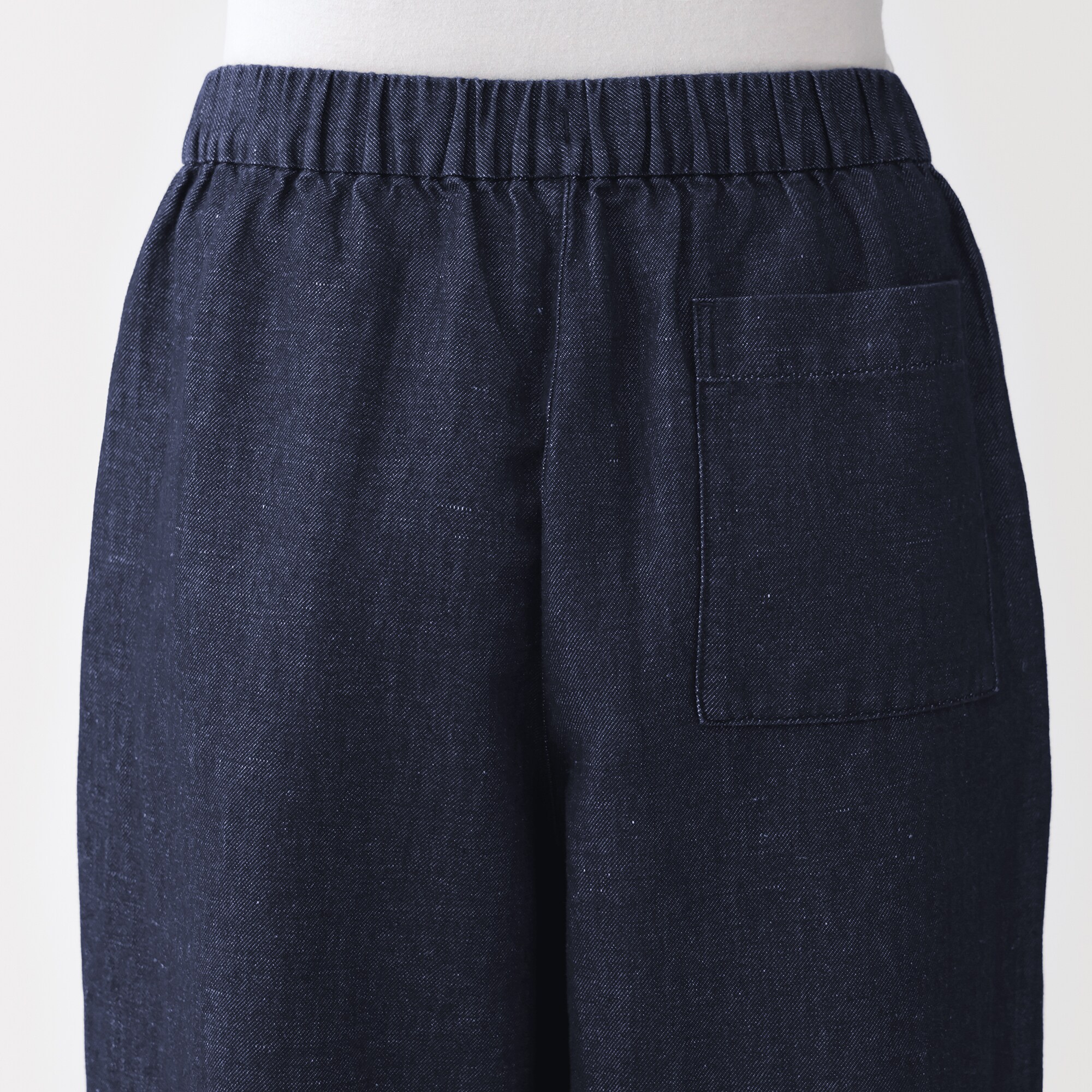 婦人　コットン　リネン　デニムイージーワイドパンツ