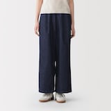 婦人　コットン　リネン　デニムイージーワイドパンツ