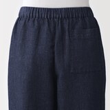 婦人　コットン　リネン　デニムイージーワイドパンツ
