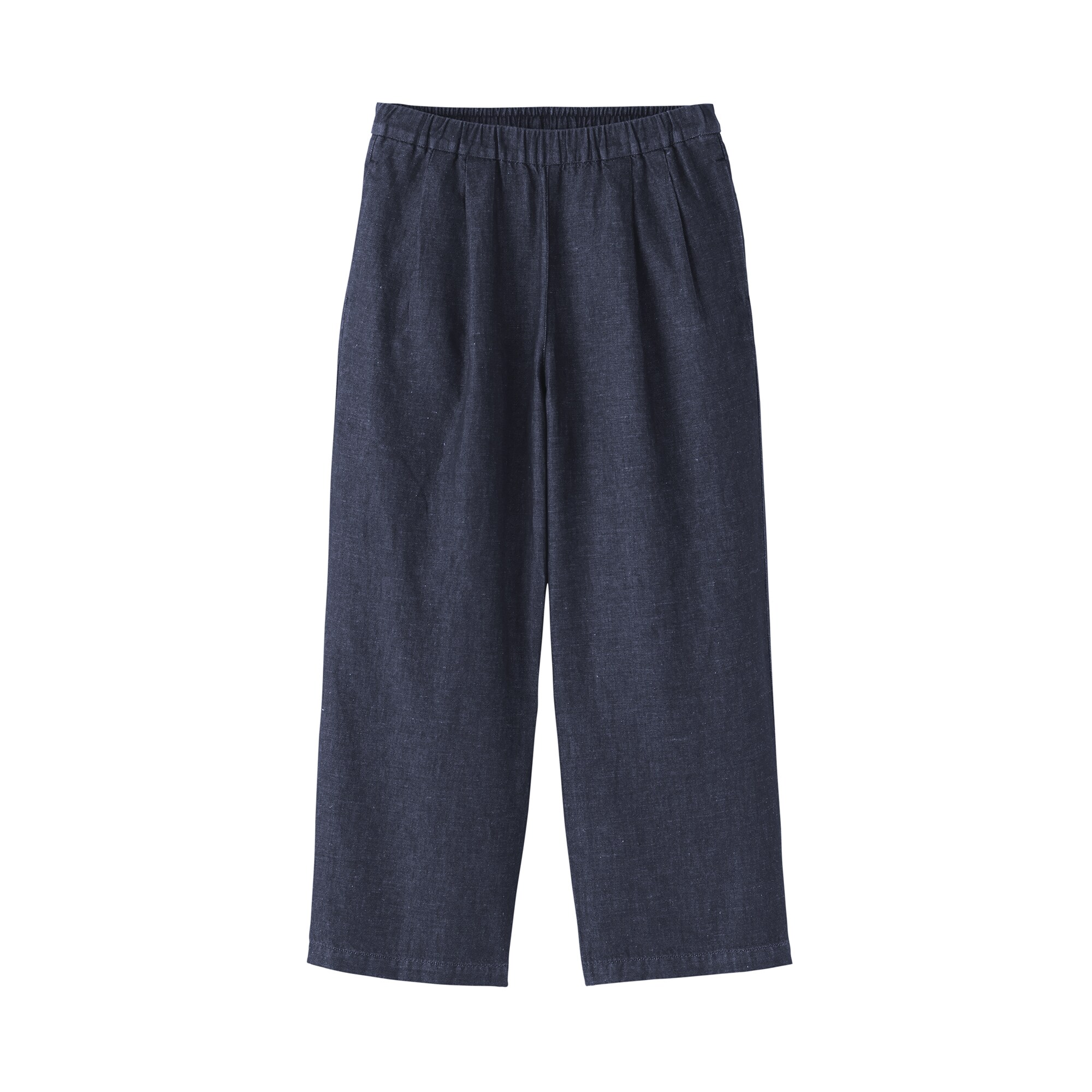 婦人　コットン　リネン　デニムイージーワイドパンツ