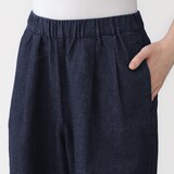 婦人　コットン　リネン　デニムイージーワイドパンツ