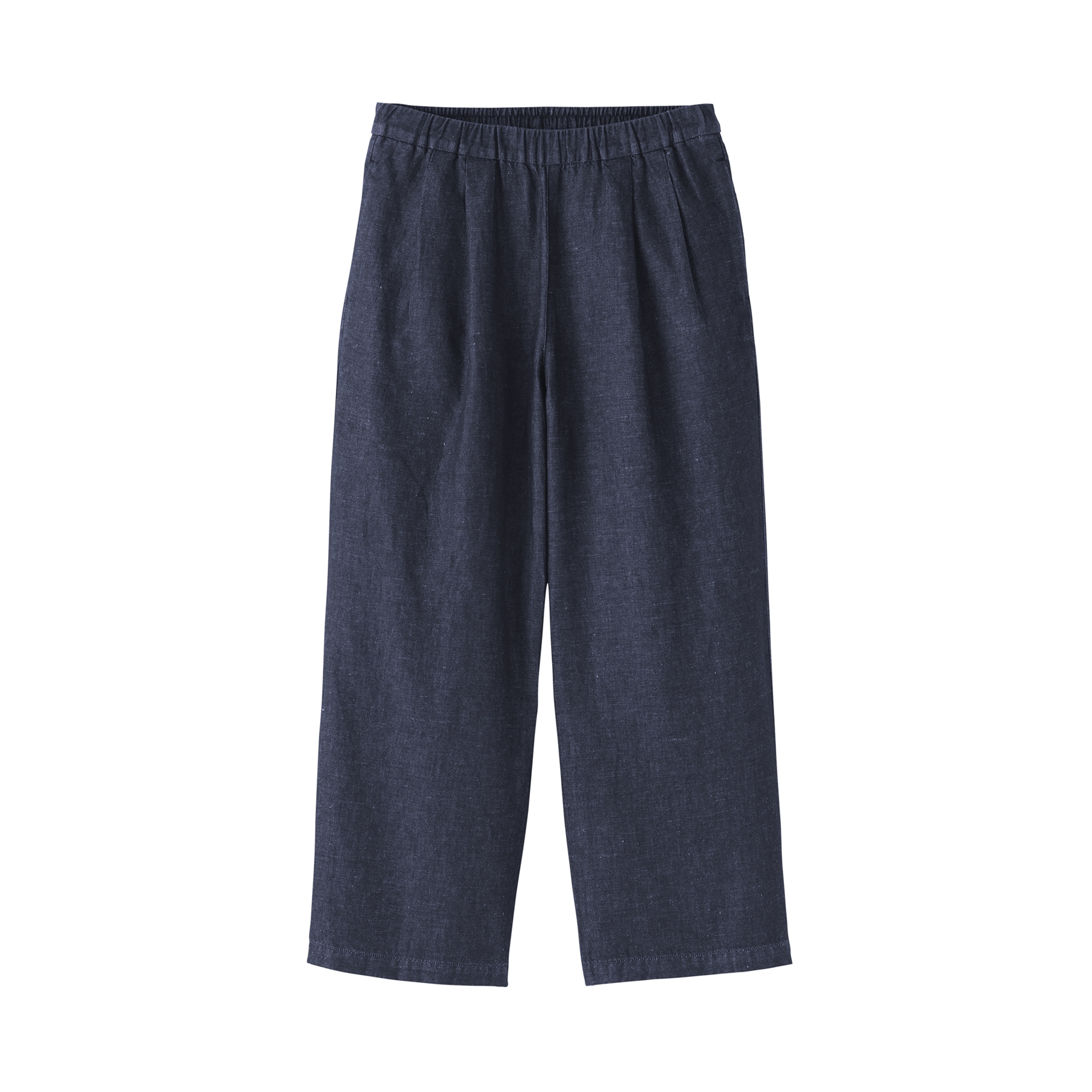 婦人　コットン　リネン　デニムイージーワイドパンツ