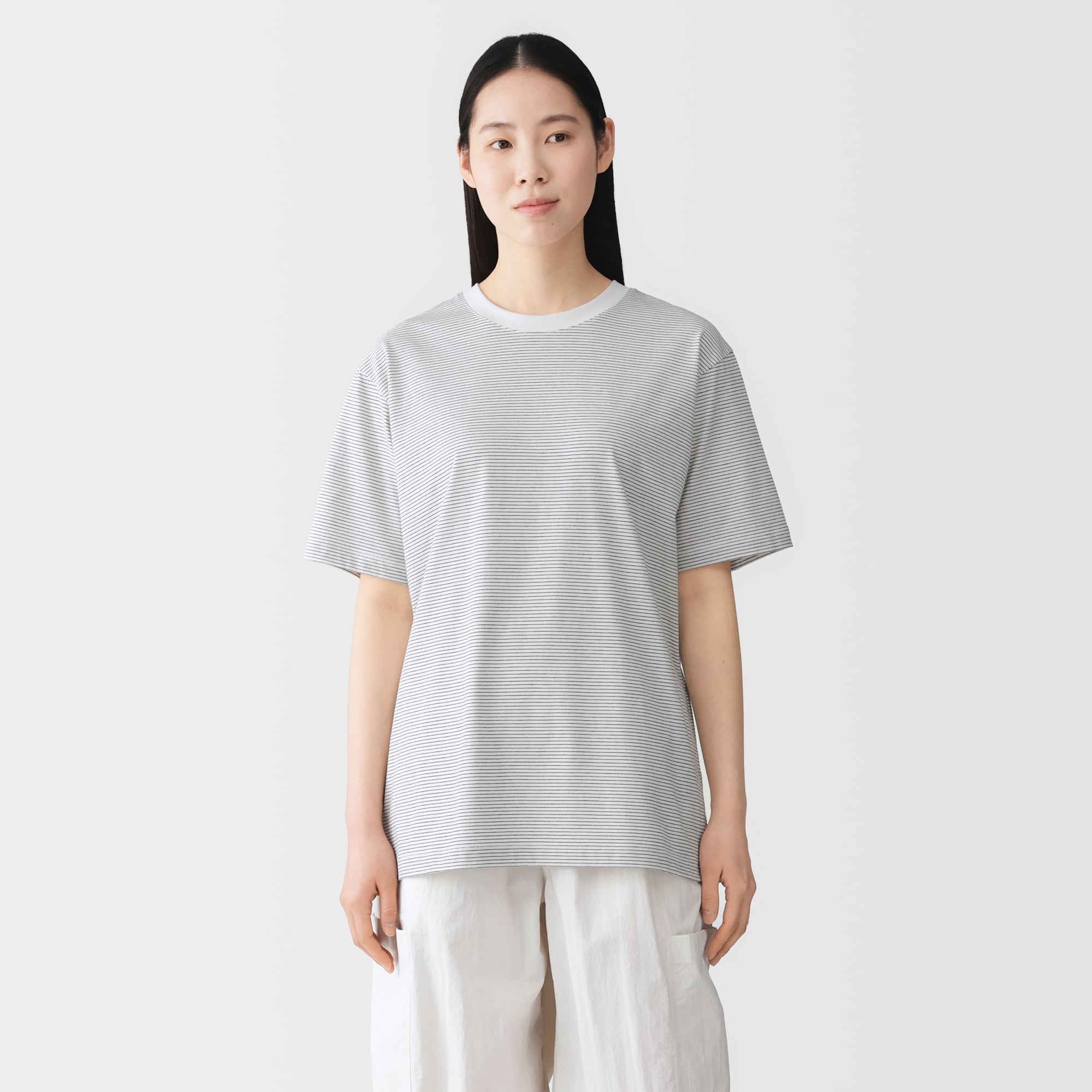 紳士　天竺編みクルーネック半袖Ｔシャツ（ボーダー）