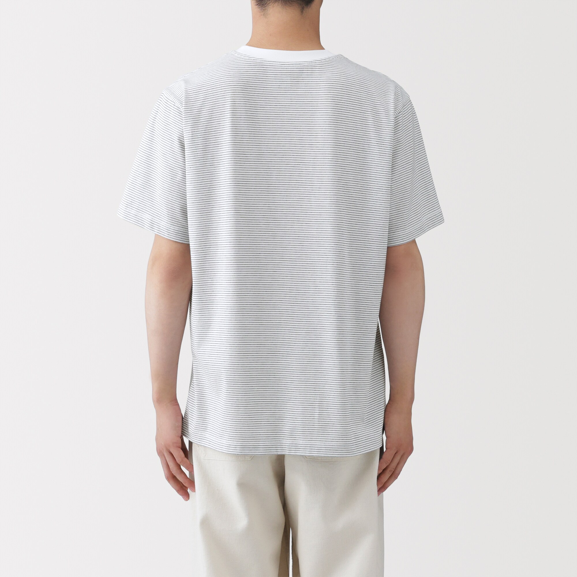 mm_tm♪ 4点＊星柄ボーダー.24 紳士 天竺編みクルーネック半袖Tシャツ（ボーダー） | 無印良品
