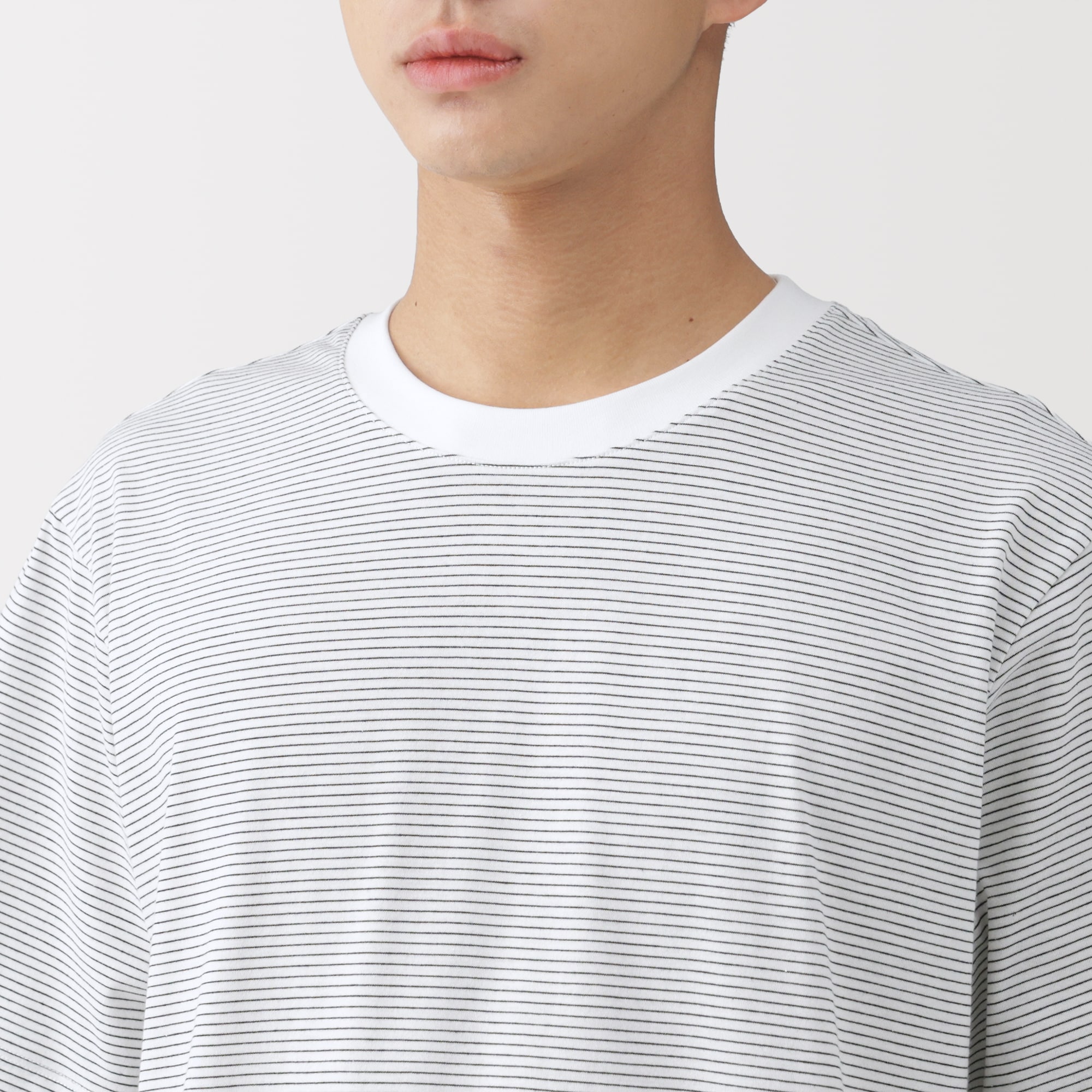 紳士 天竺編みクルーネック半袖Tシャツ（ボーダー） | 無印良品