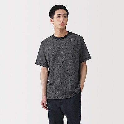 紳士　天竺編みクルーネック半袖Ｔシャツ（ボーダー）