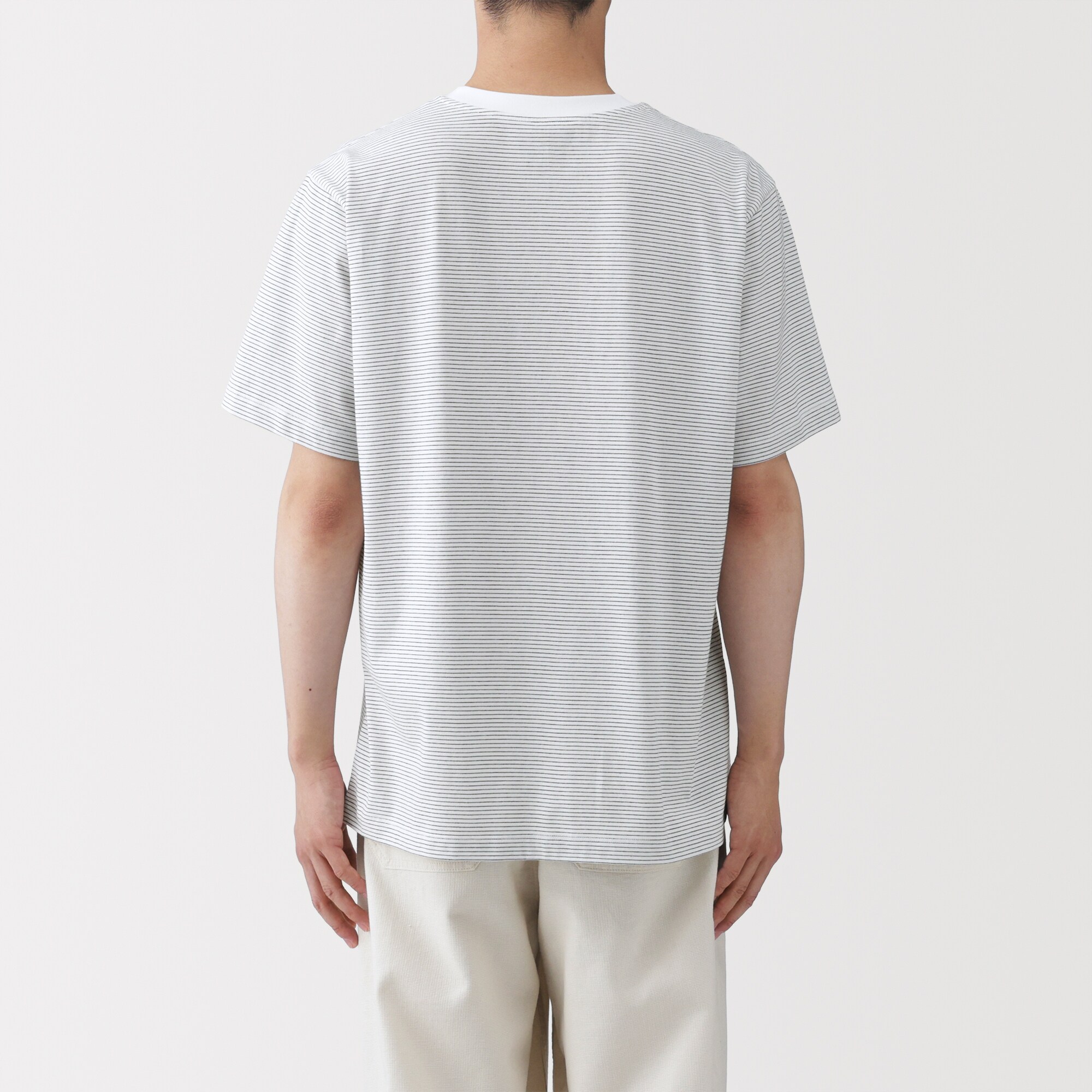 紳士　天竺編みクルーネック半袖Ｔシャツ（ボーダー）