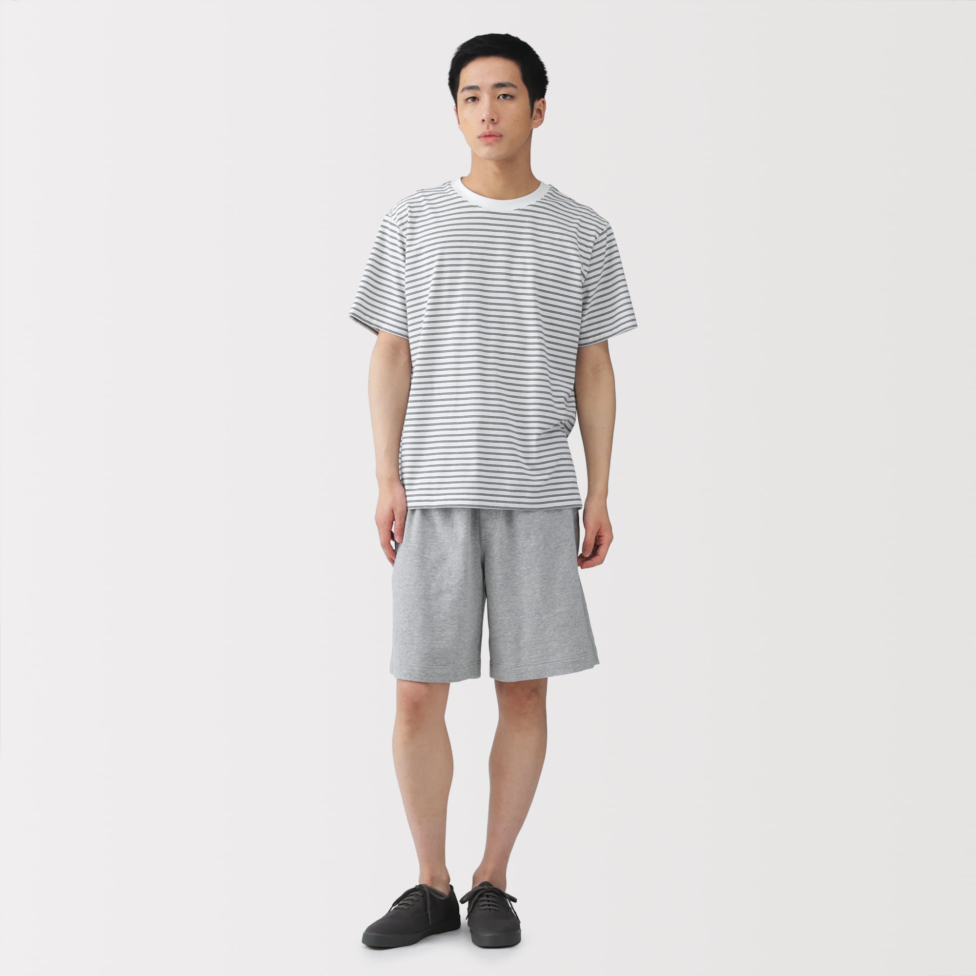 紳士 天竺編みクルーネック半袖Tシャツ（ボーダー） | 無印良品