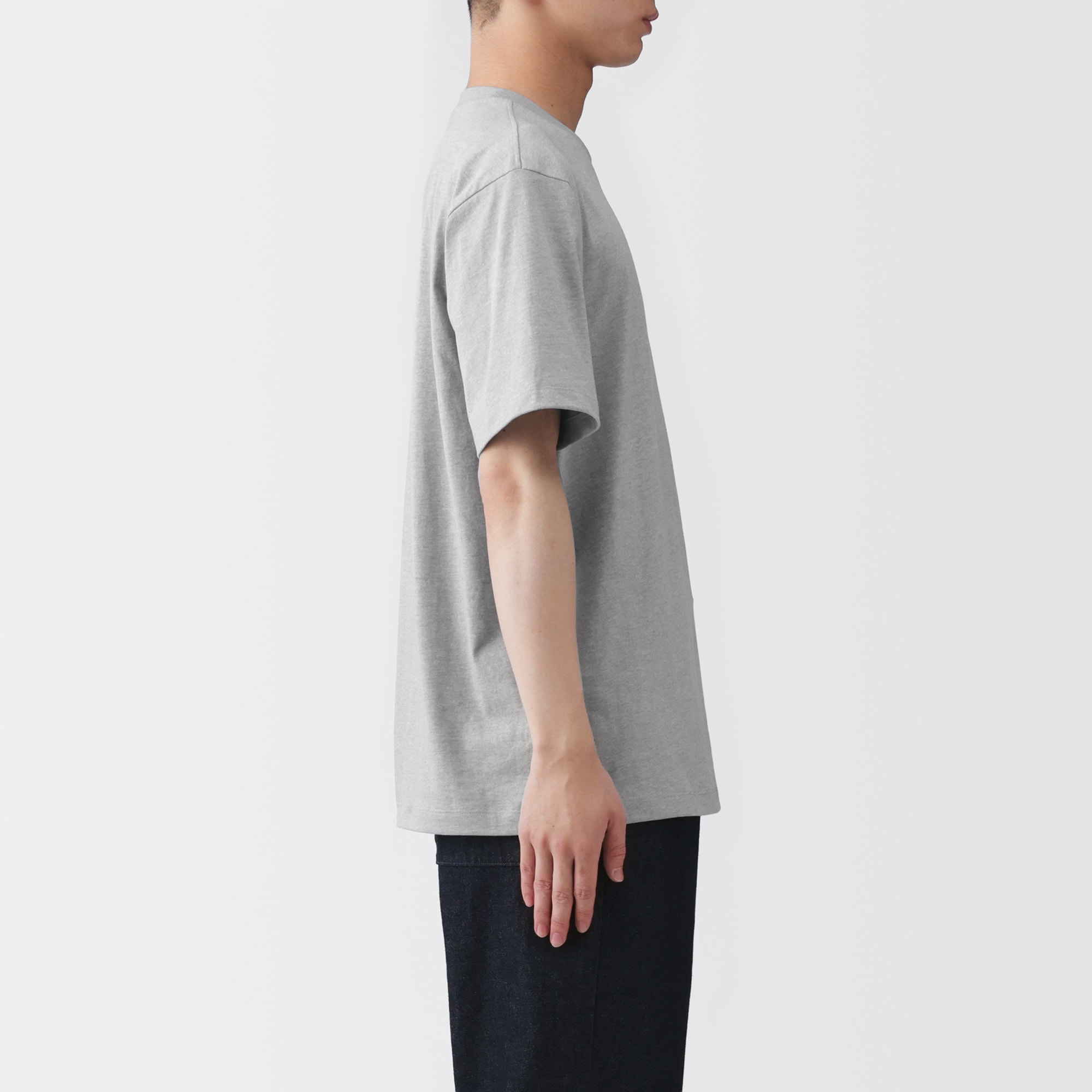 クルーネック 半袖 Tシャツ グレー 紳士 天竺編みクルーネック半袖Tシャツ | 無印良品