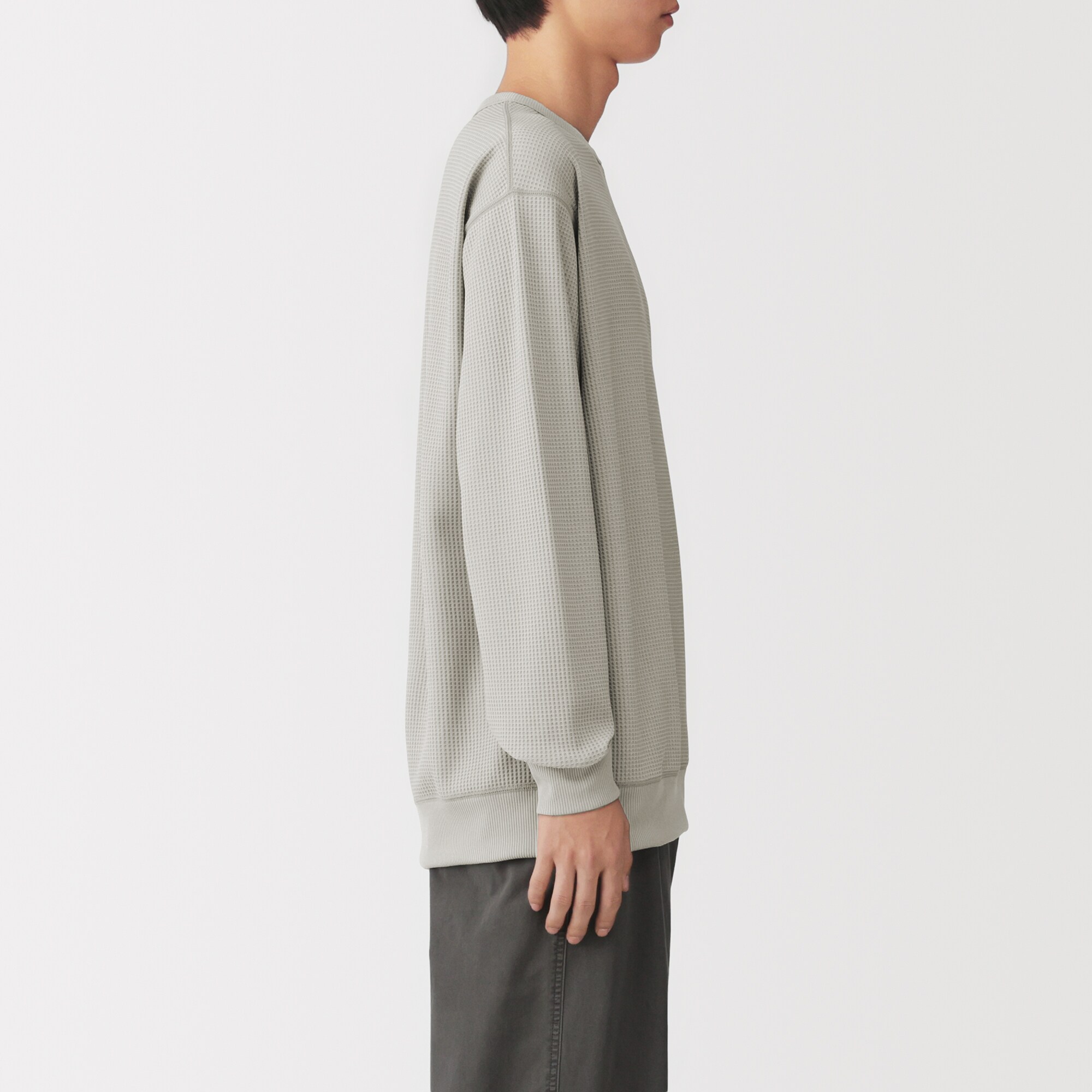 紳士　ＵＶカット乾きやすいワッフルクルーネック長袖Ｔシャツ