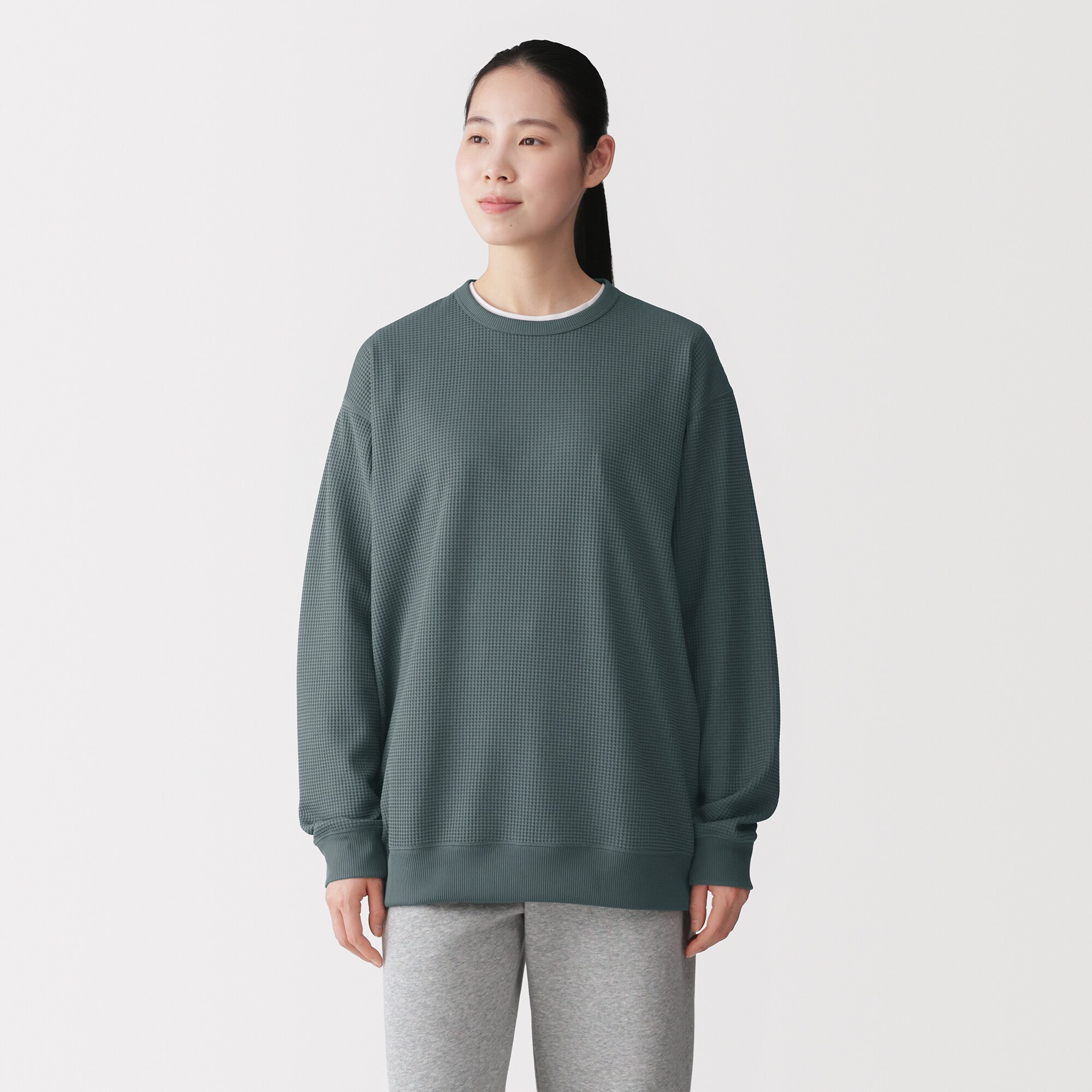 紳士　ＵＶカット乾きやすいワッフルクルーネック長袖Ｔシャツ