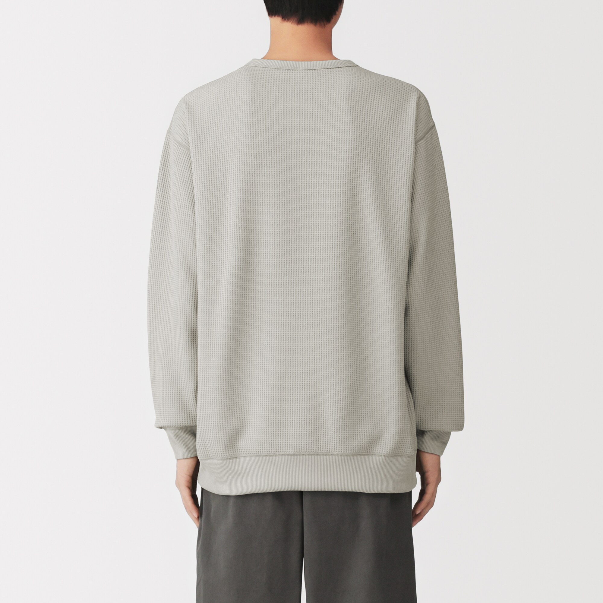 紳士　ＵＶカット乾きやすいワッフルクルーネック長袖Ｔシャツ