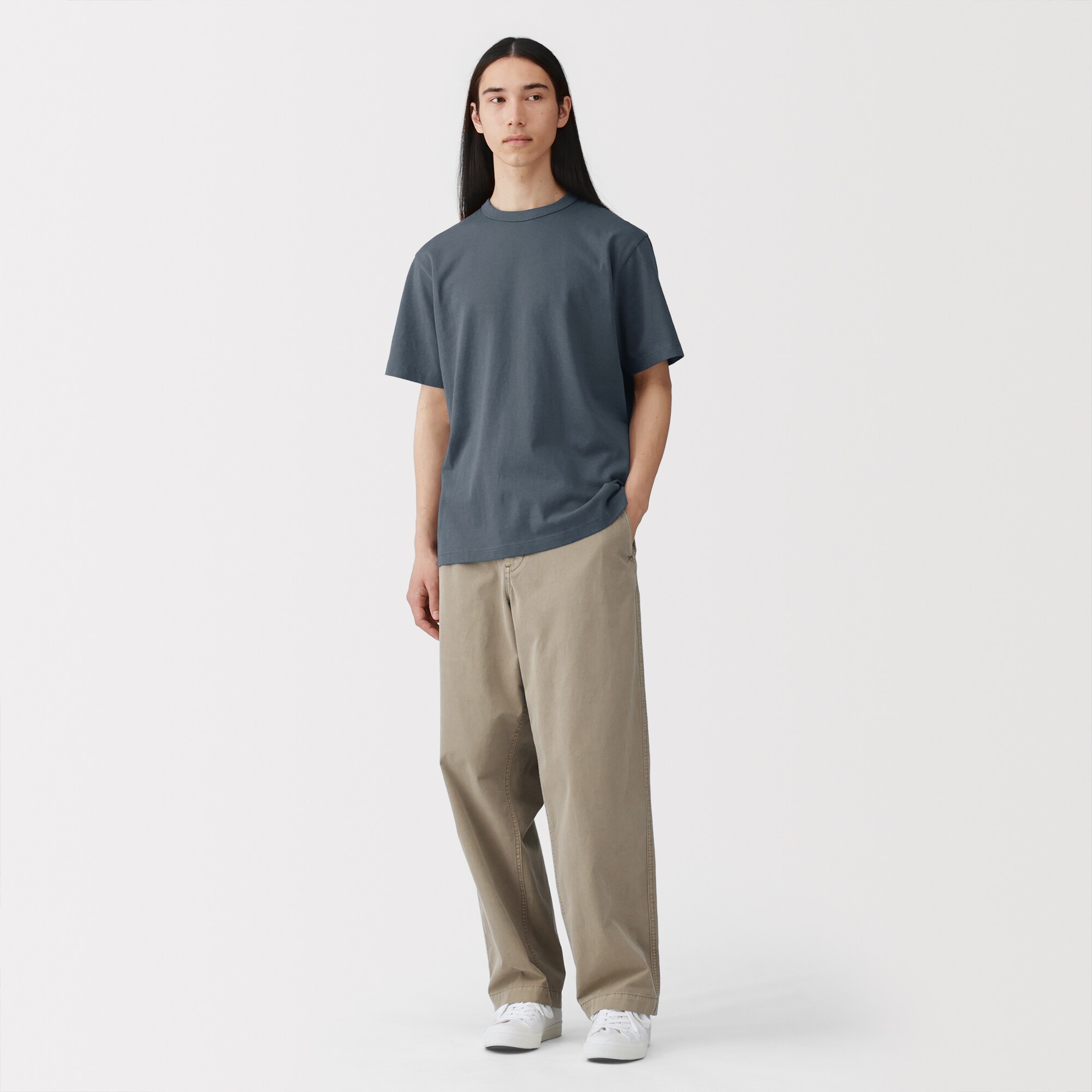 紳士　洗いざらし太番手クルーネック半袖Ｔシャツ