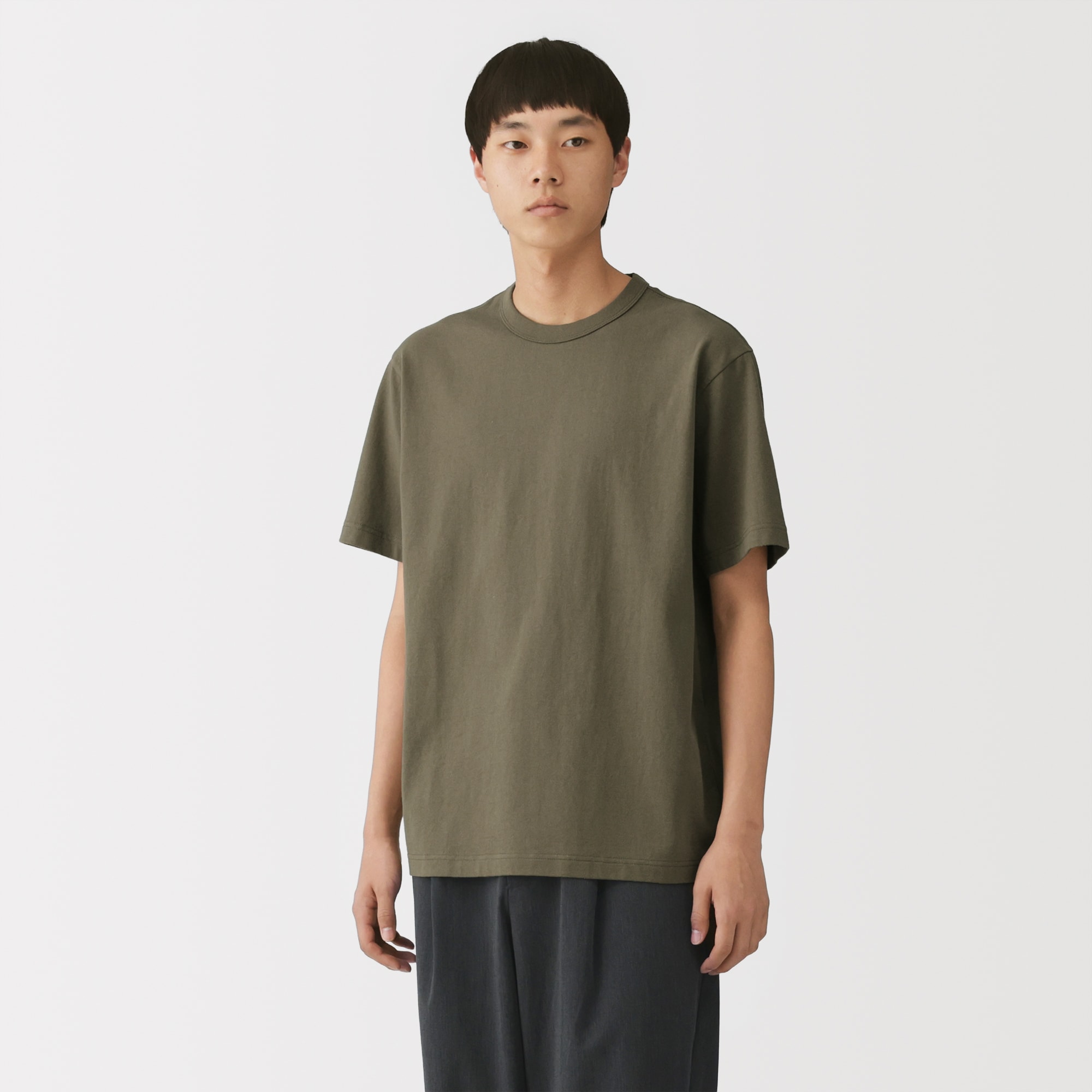 紳士　洗いざらし太番手クルーネック半袖Ｔシャツ