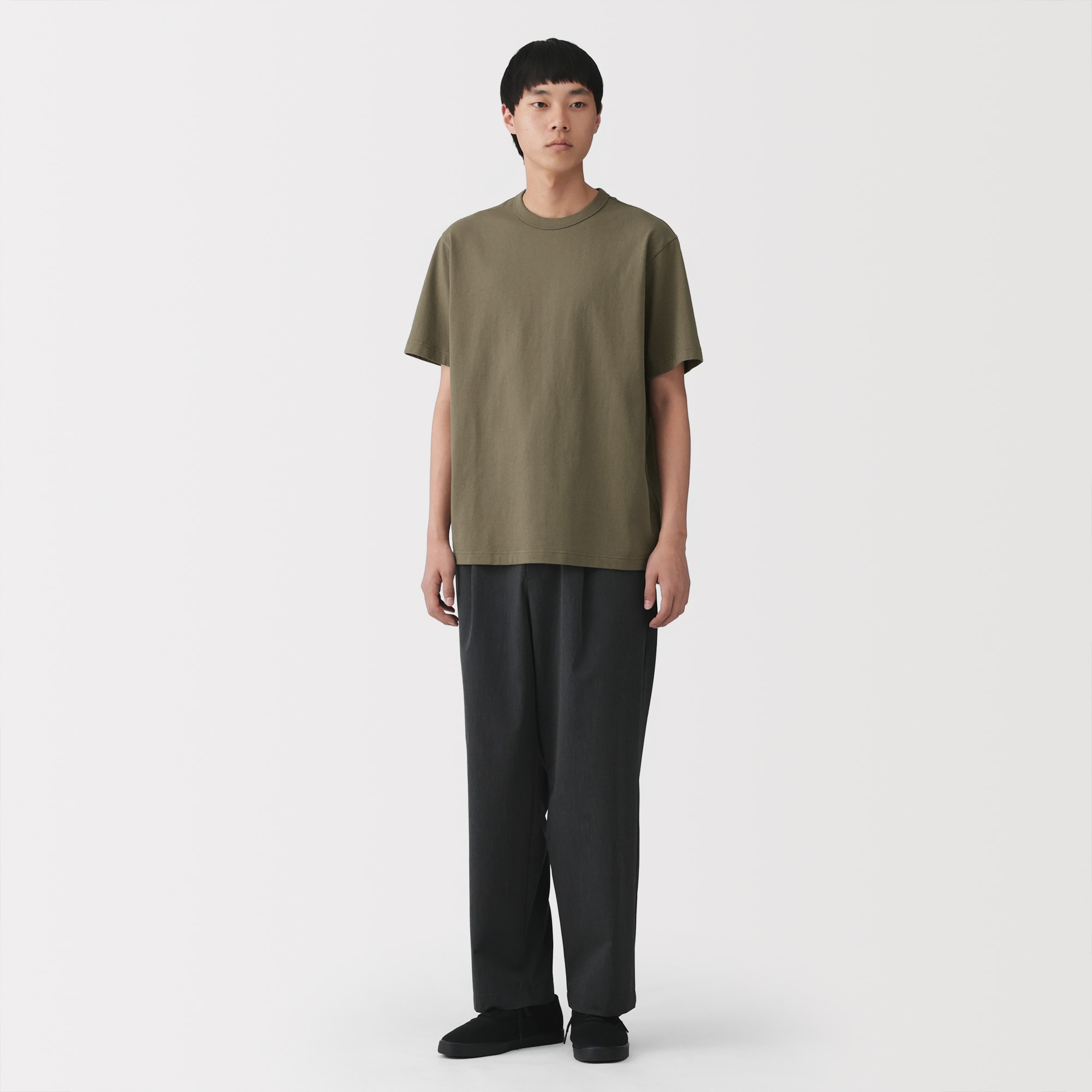紳士 洗いざらし太番手クルーネック半袖Tシャツ | 無印良品