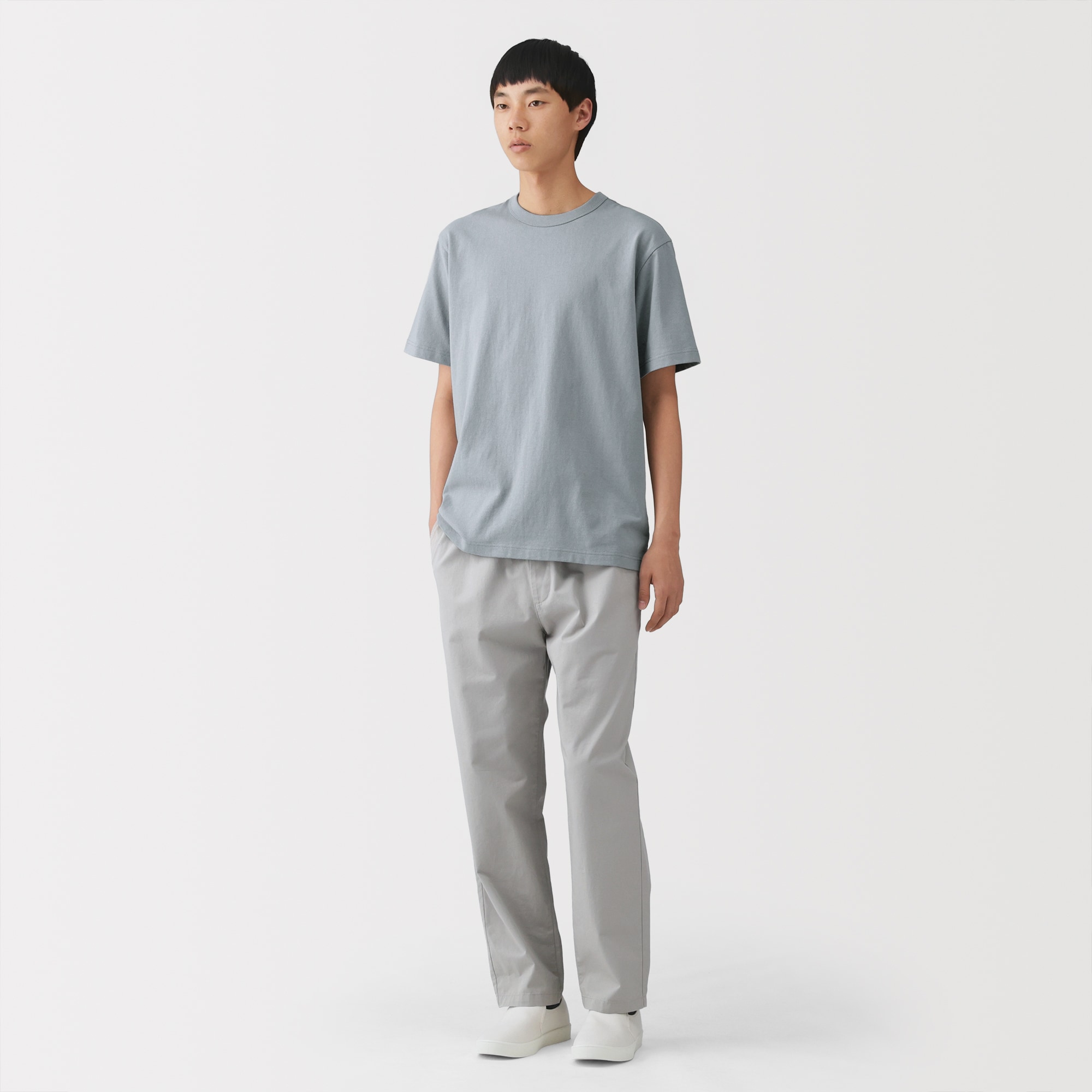紳士 洗いざらし太番手クルーネック半袖Tシャツ | 無印良品