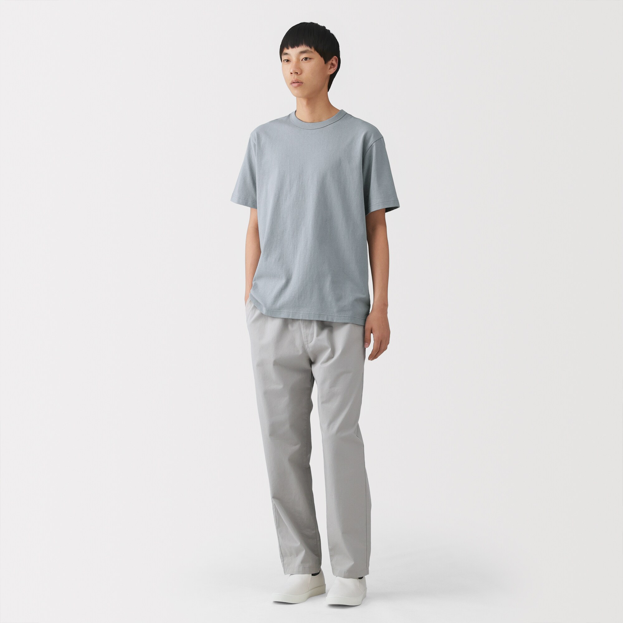 紳士　洗いざらし太番手クルーネック半袖Ｔシャツ