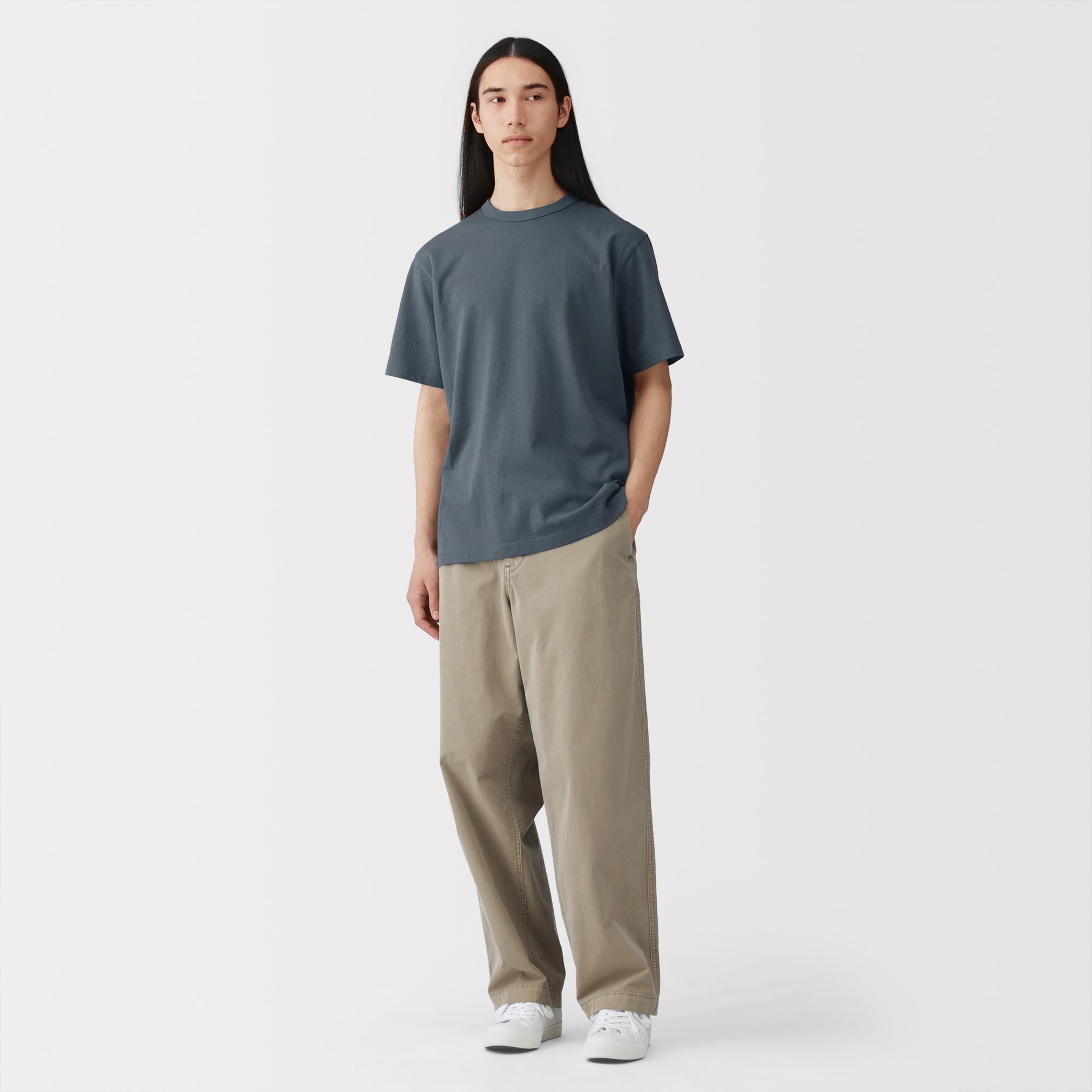 紳士　洗いざらし太番手クルーネック半袖Ｔシャツ