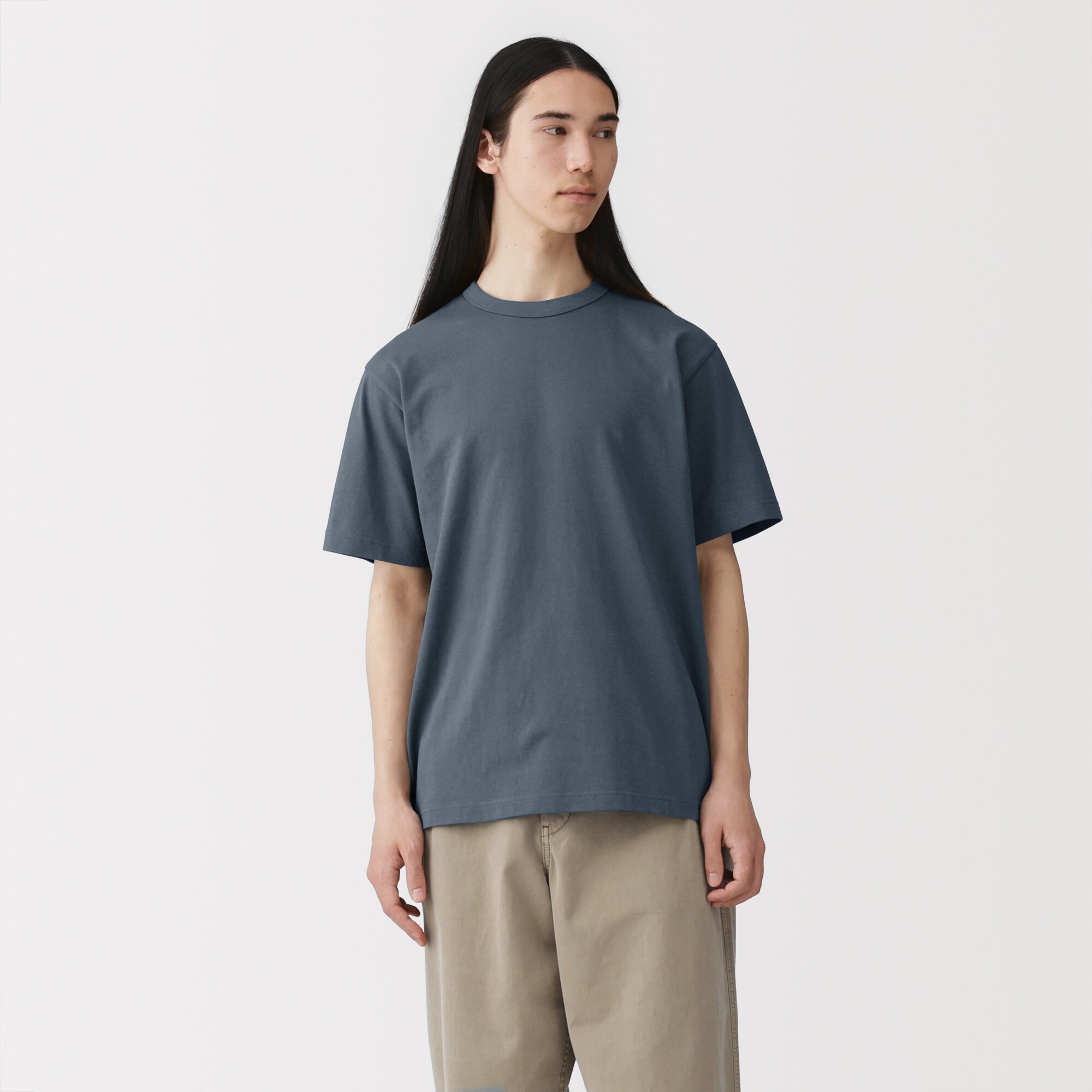 紳士　洗いざらし太番手クルーネック半袖Ｔシャツ