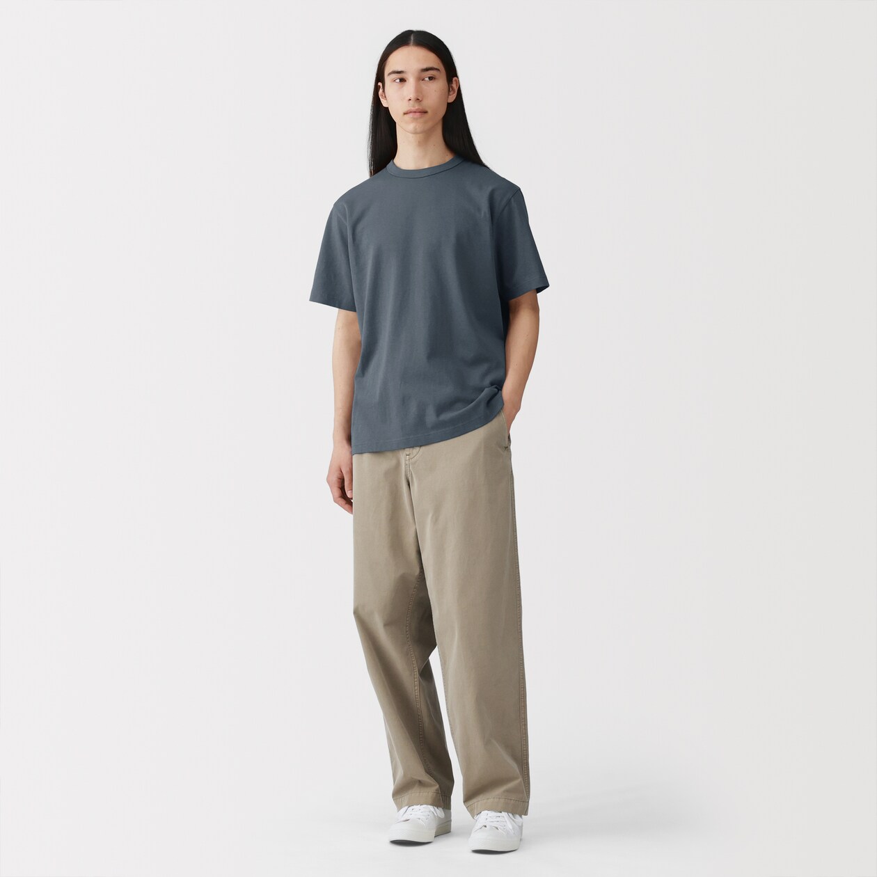 紳士　洗いざらし太番手クルーネック半袖Ｔシャツ