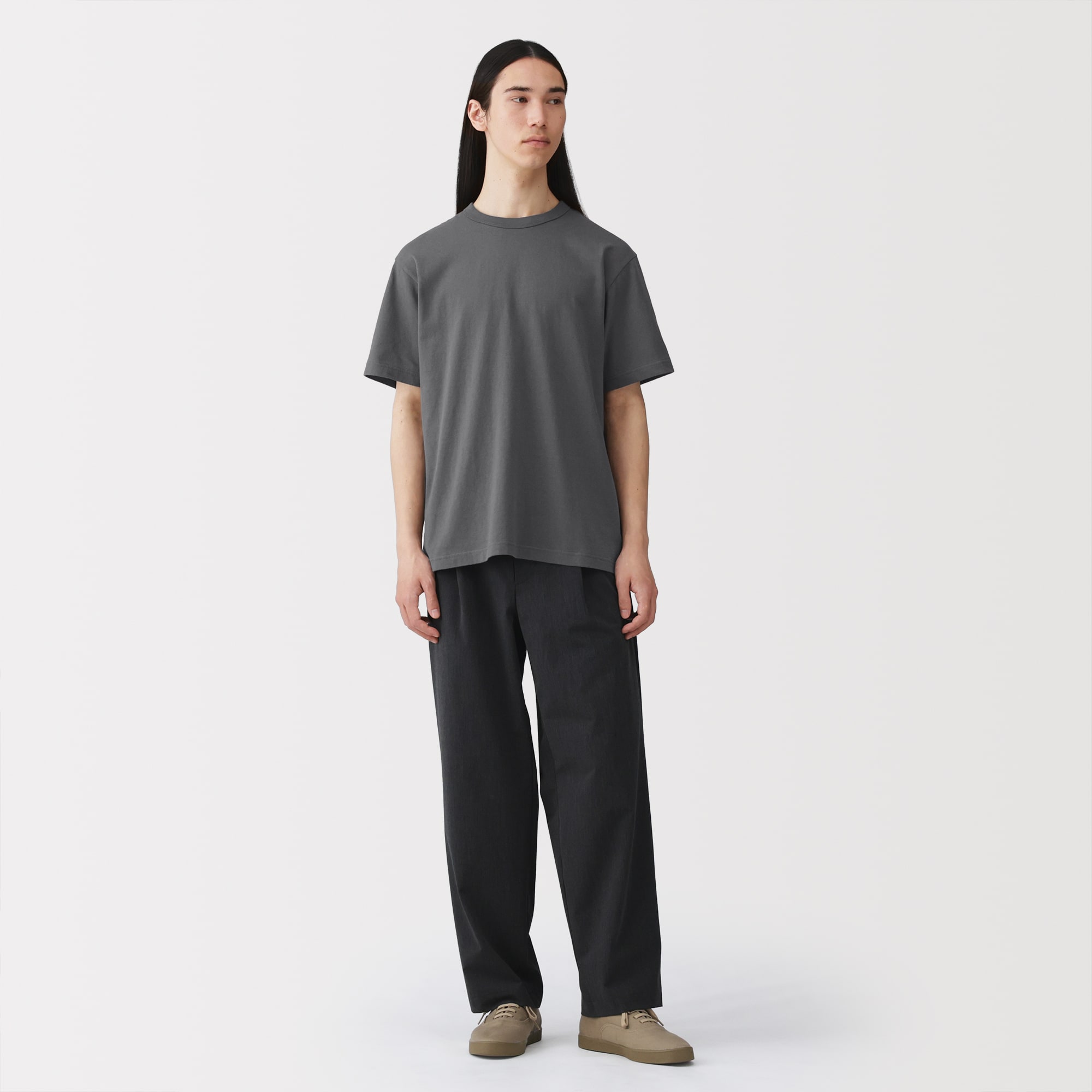 紳士　洗いざらし太番手クルーネック半袖Ｔシャツ