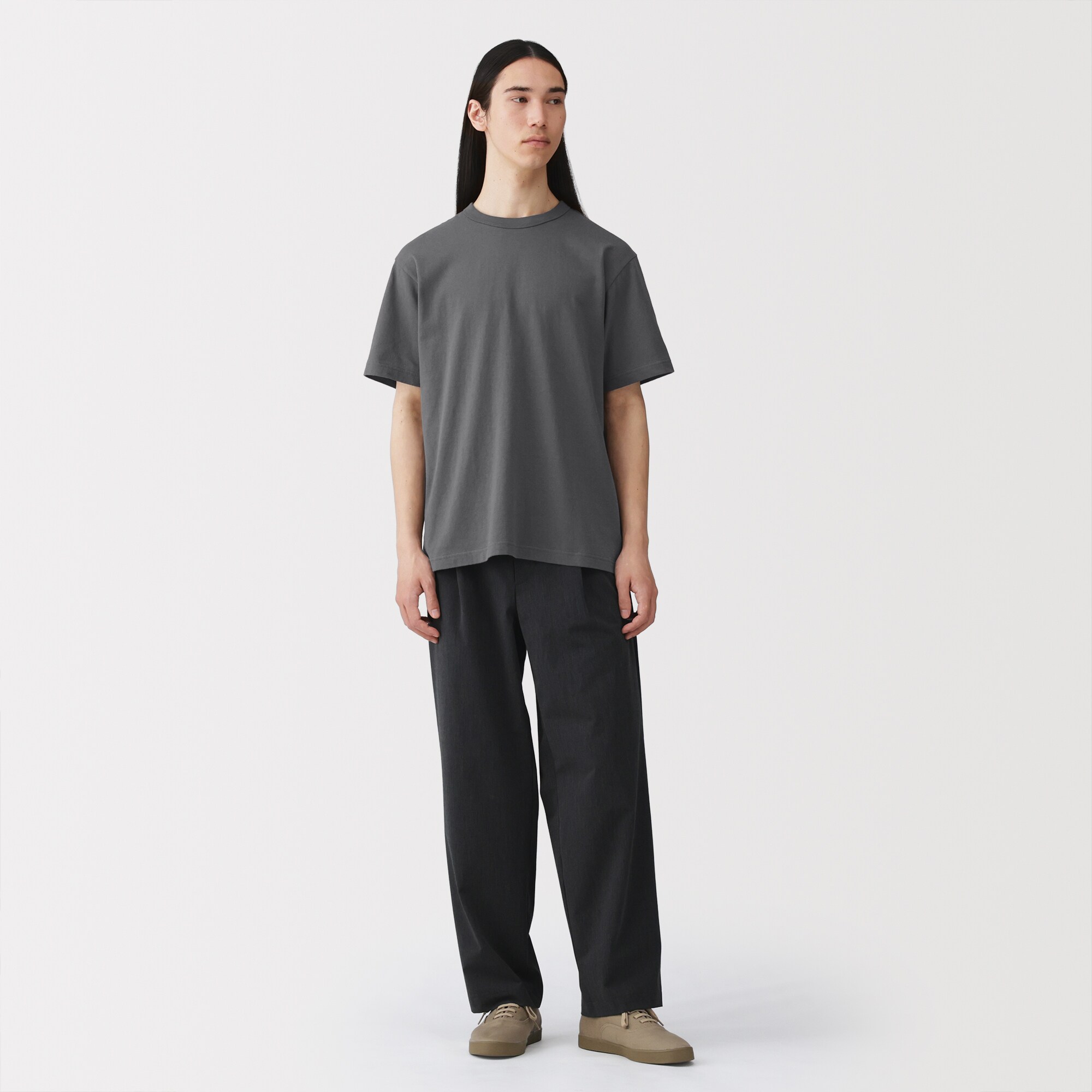 紳士 洗いざらし太番手クルーネック半袖Tシャツ | 無印良品