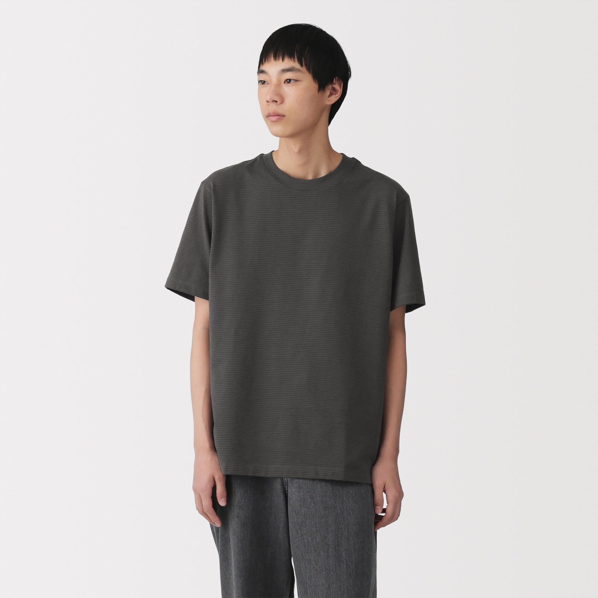 紳士　天竺編みクルーネック半袖Ｔシャツ（ボーダー）