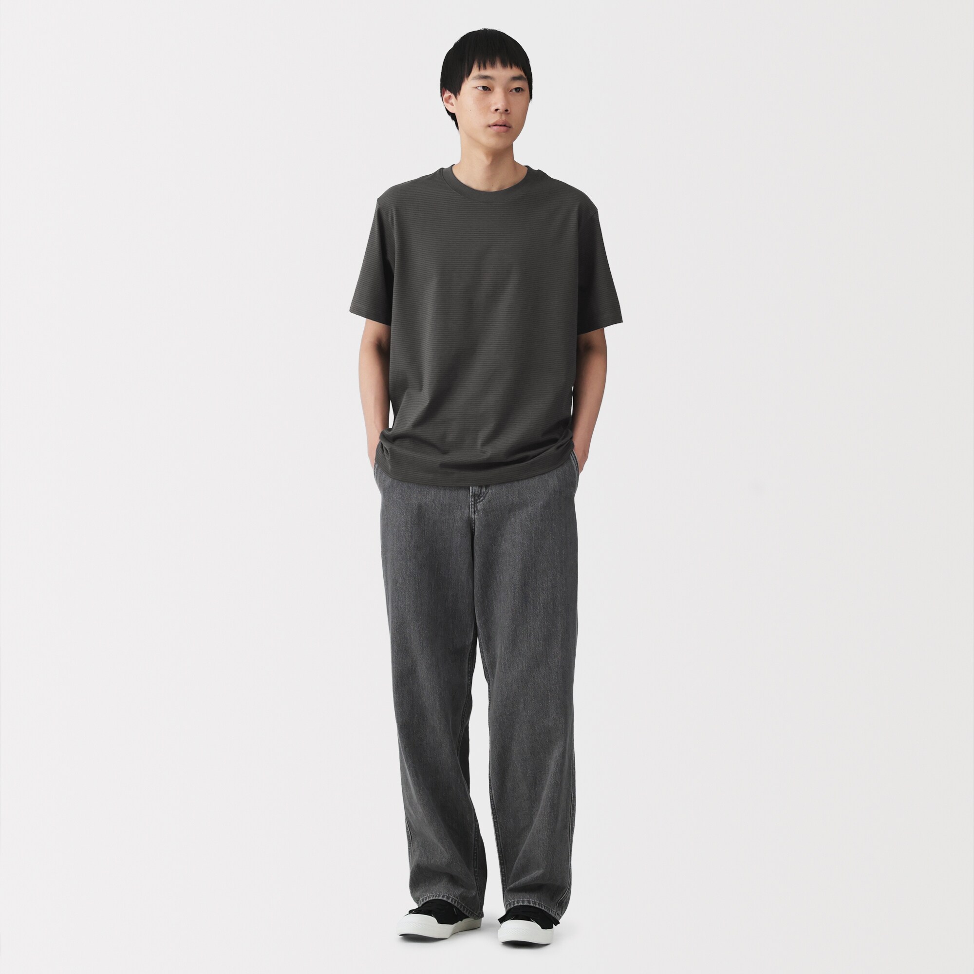 紳士　天竺編みクルーネック半袖Ｔシャツ（ボーダー）