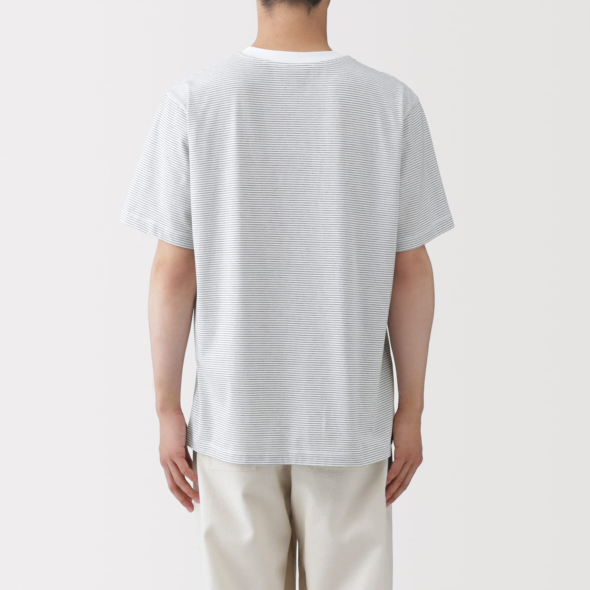 紳士 天竺編みクルーネック半袖Tシャツ（ボーダー） | 無印良品